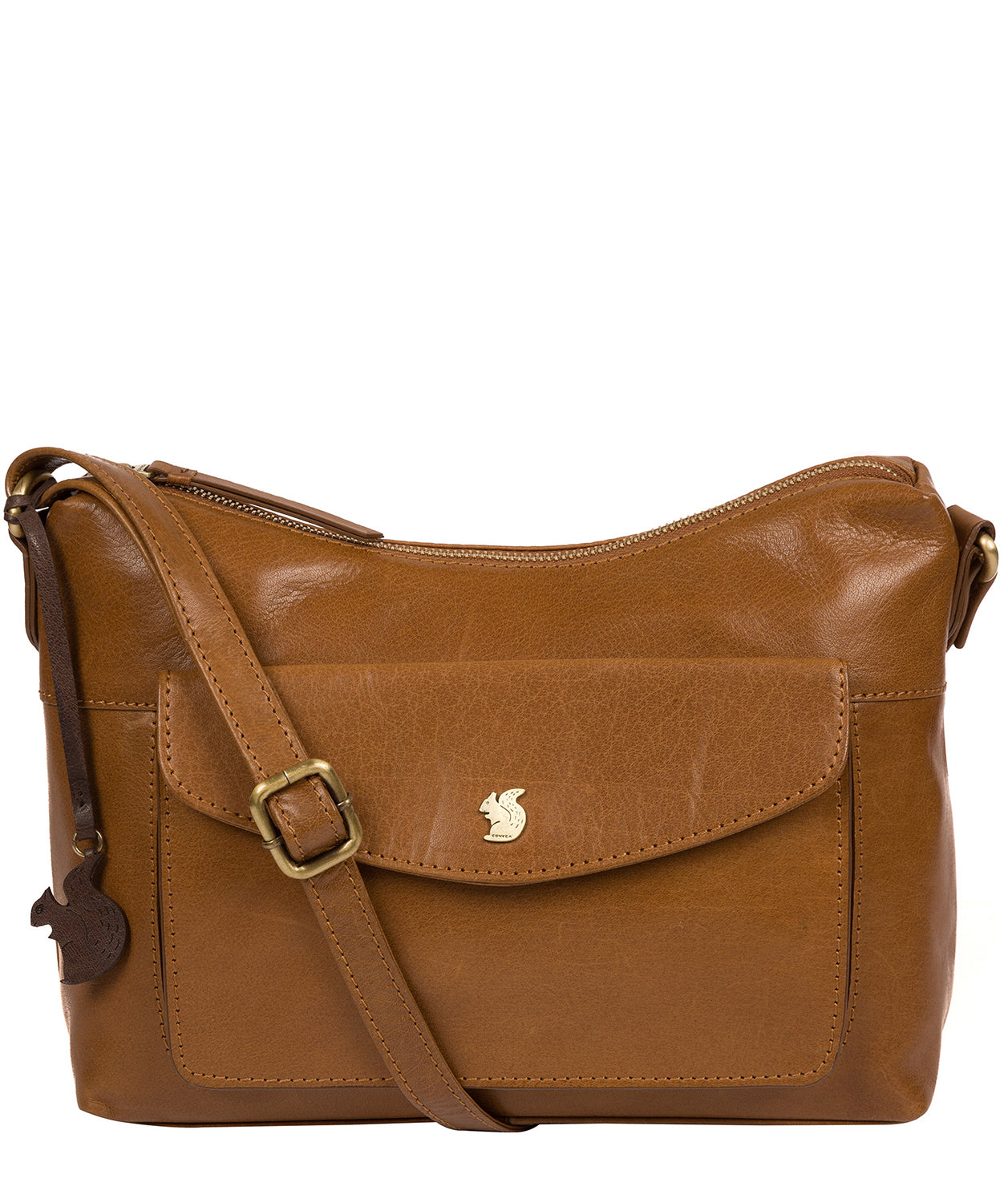 'Alana' Dark Tan Leather Shoulder Bag image 1