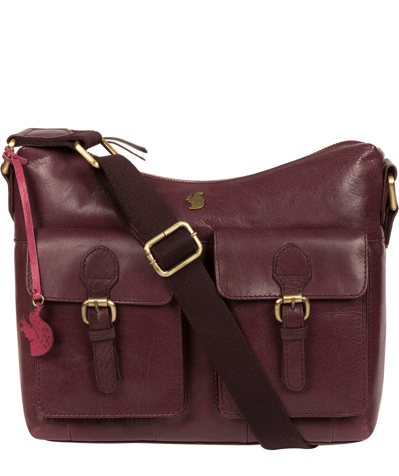 'Nancie' Plum Leather Shoulder Bag image 1