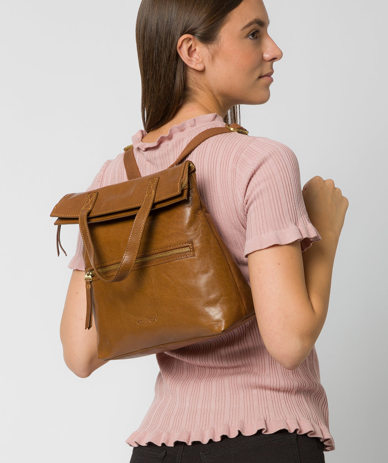 'Anoushka' Dark Tan Leather Backpack