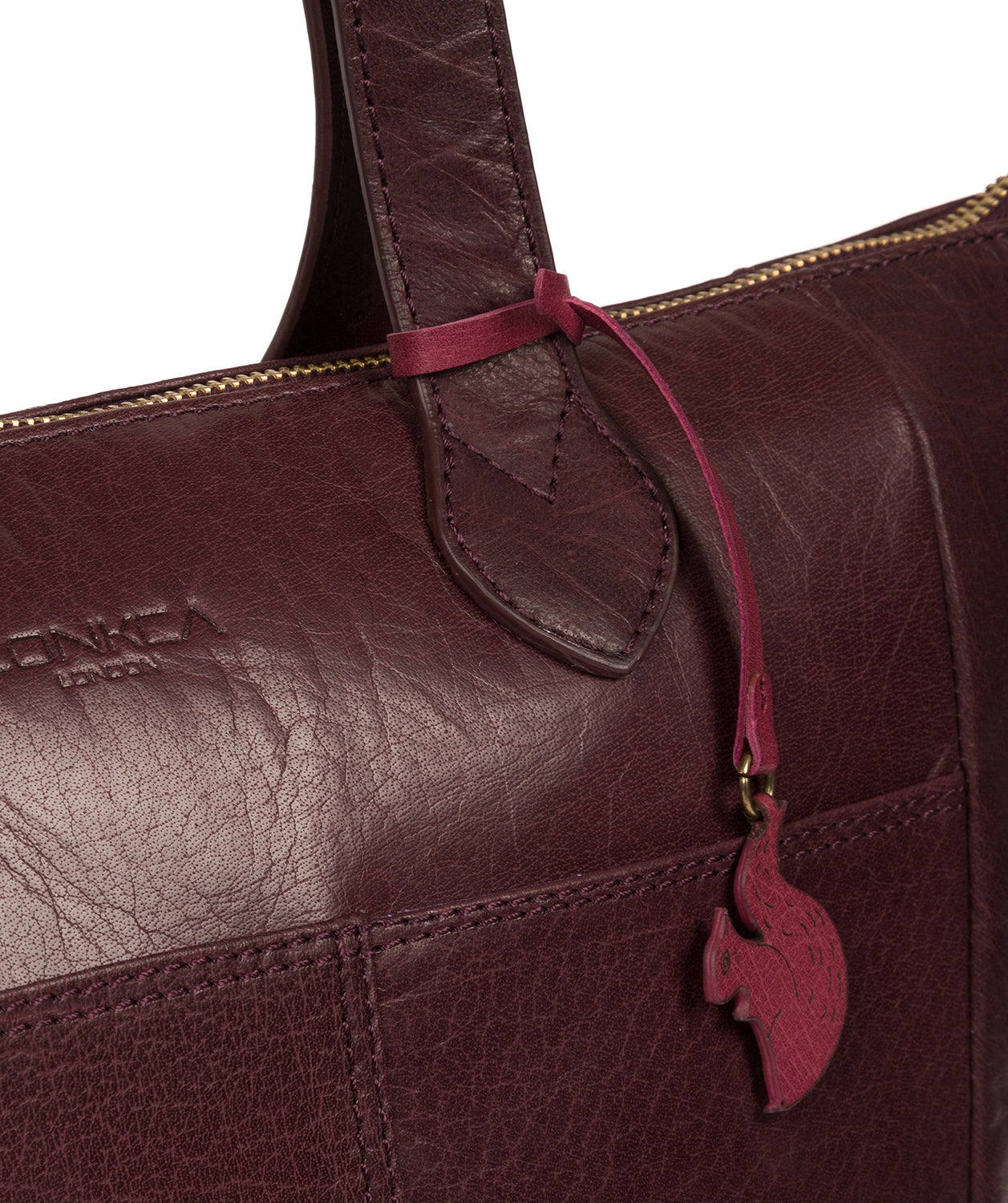 'Harp' Plum Leather Tote Bag Pure Luxuries London