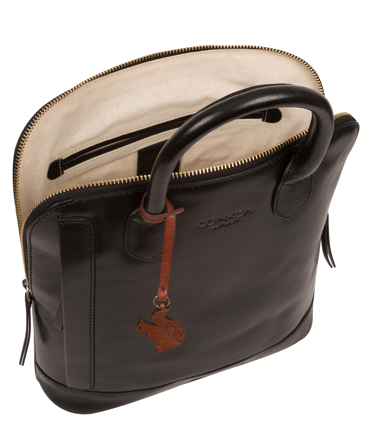 'Camille' Black Leather Backpack