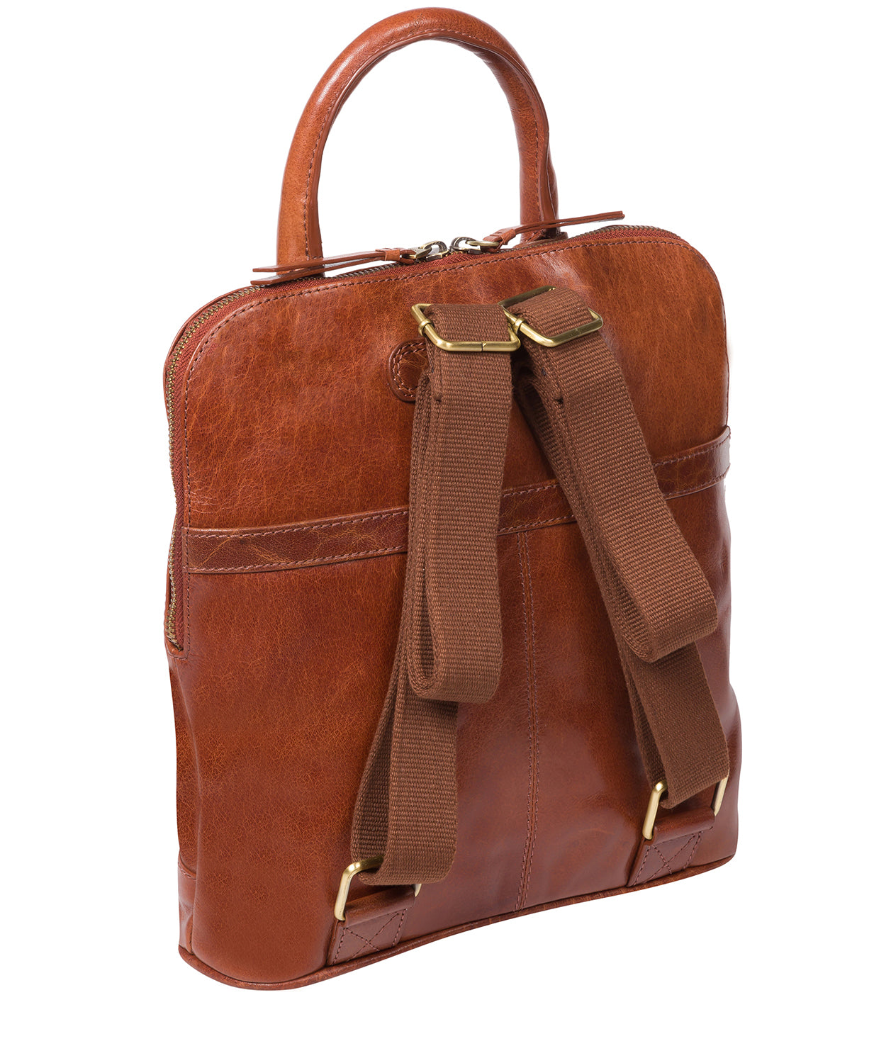 'Camille' Conker Brown Leather Backpack