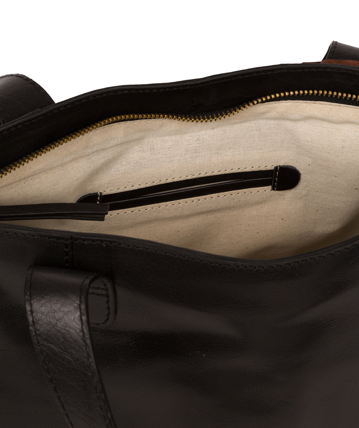 'Patience' Black Leather Tote Bag