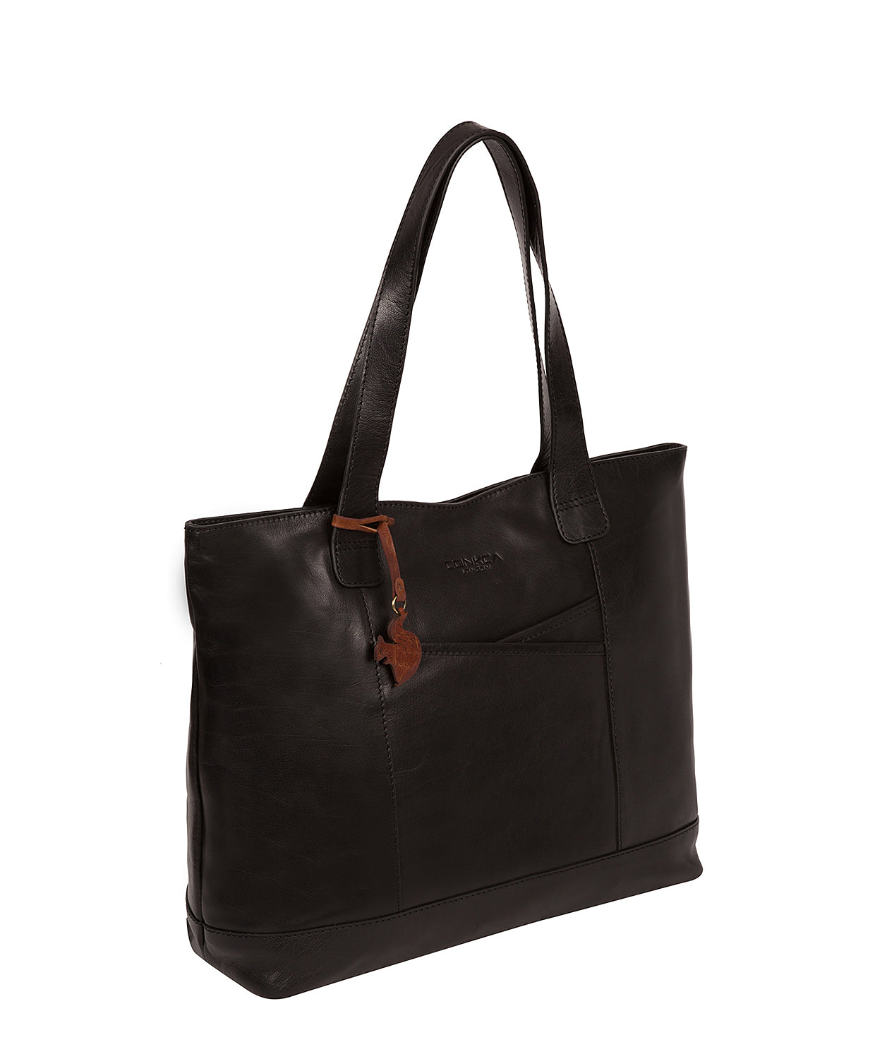 'Patience' Black Leather Tote Bag