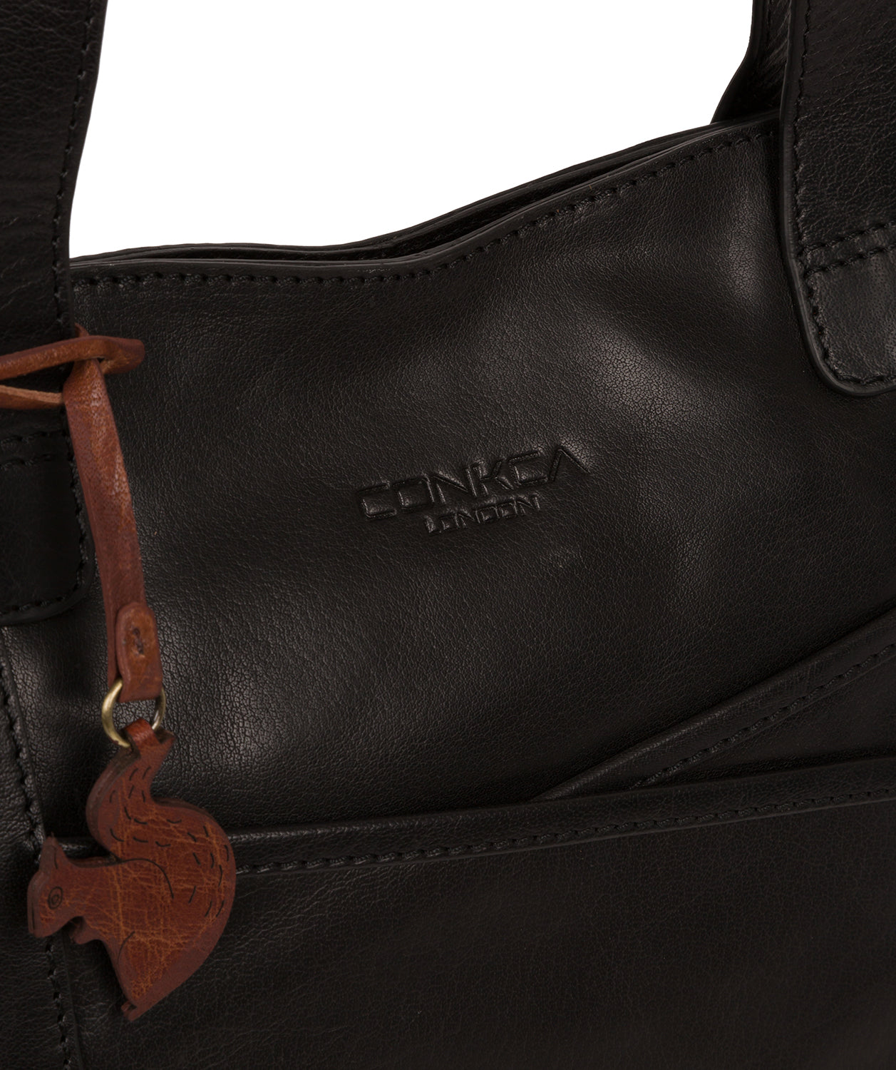 'Patience' Black Leather Tote Bag