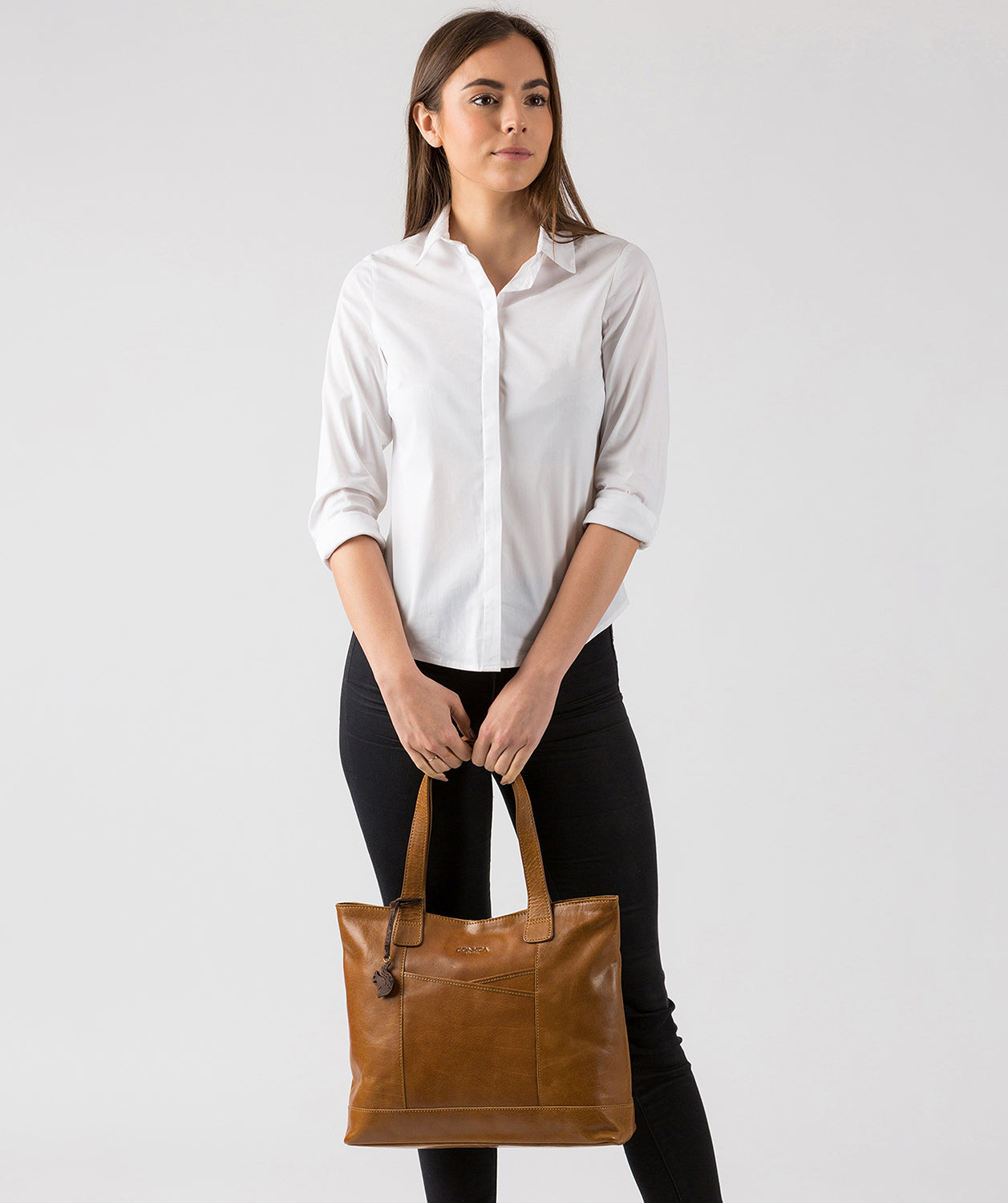 'Patience' Dark Tan Leather Tote Bag