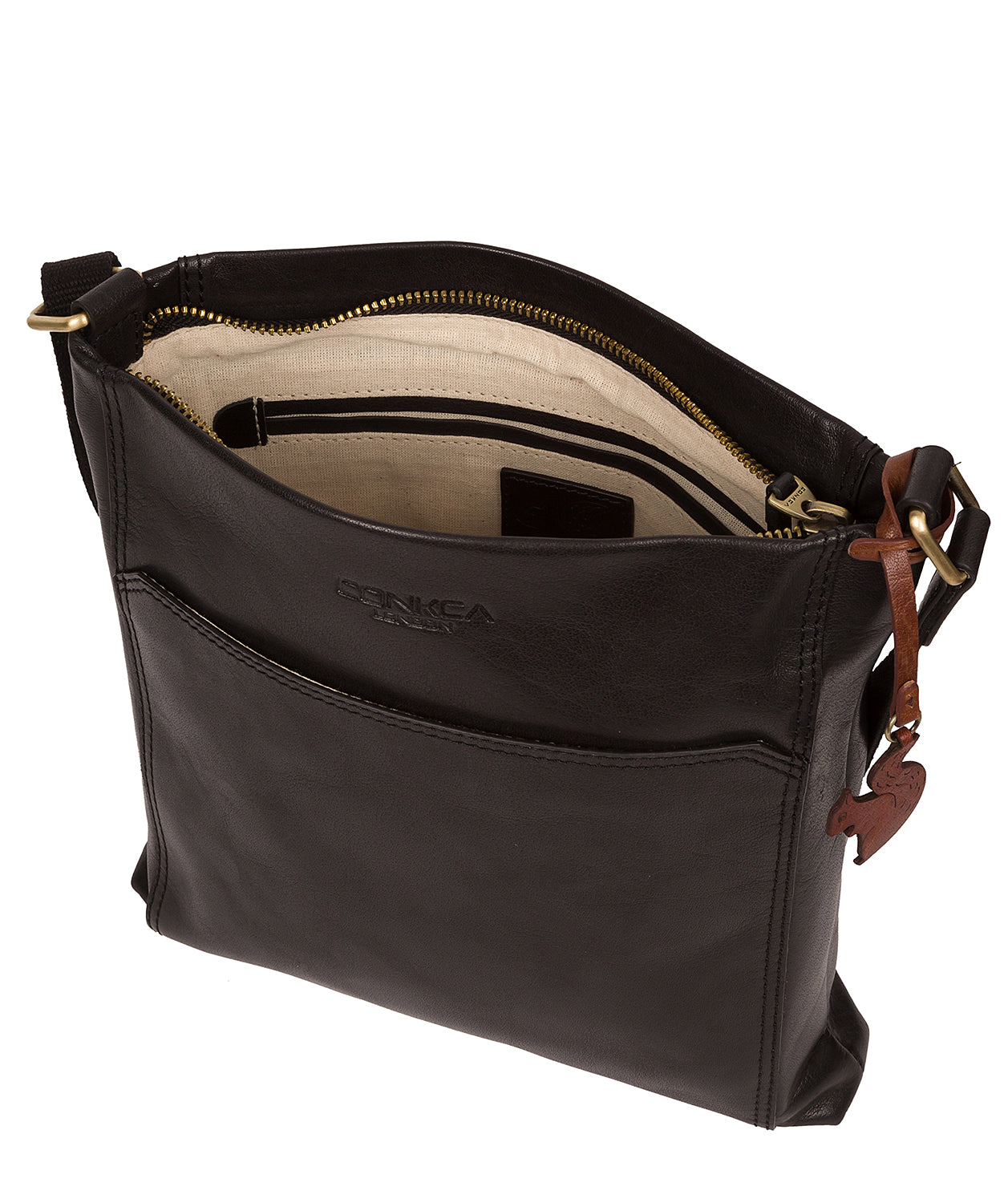 'Dink' Black Leather Cross Body Bag