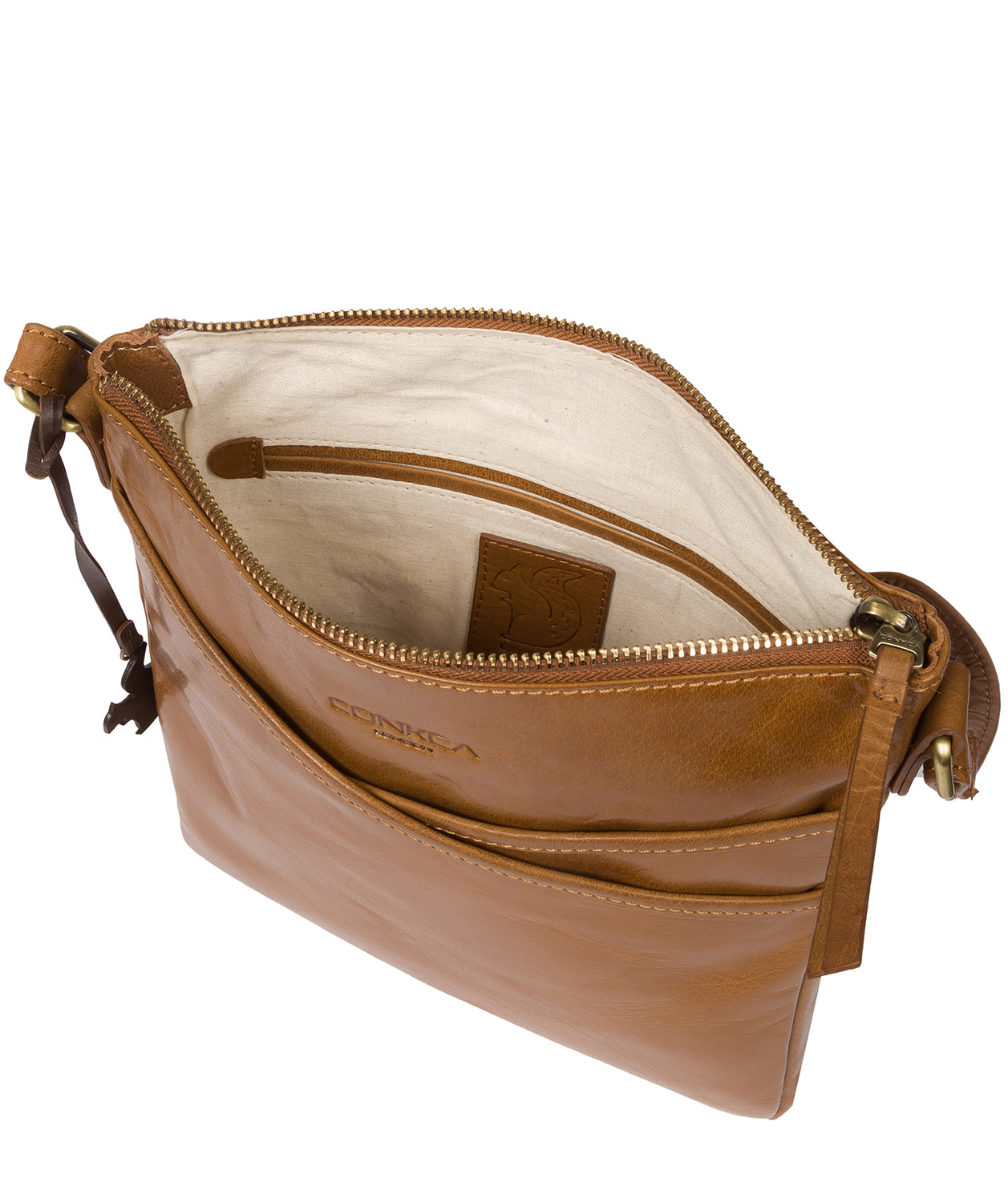 'Avril' Dark Tan Leather Cross Body Bag