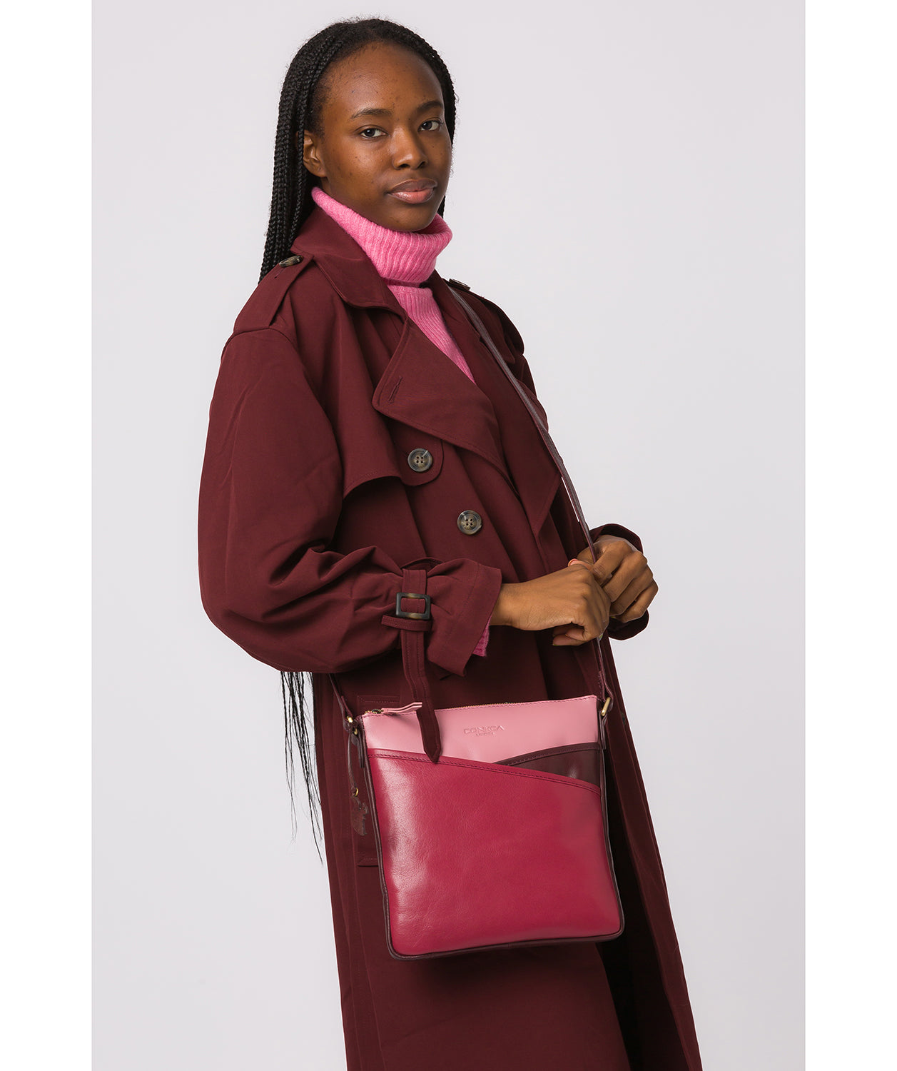 'Avril' Orchid, Plum & Blush Leather Cross Body Bag
