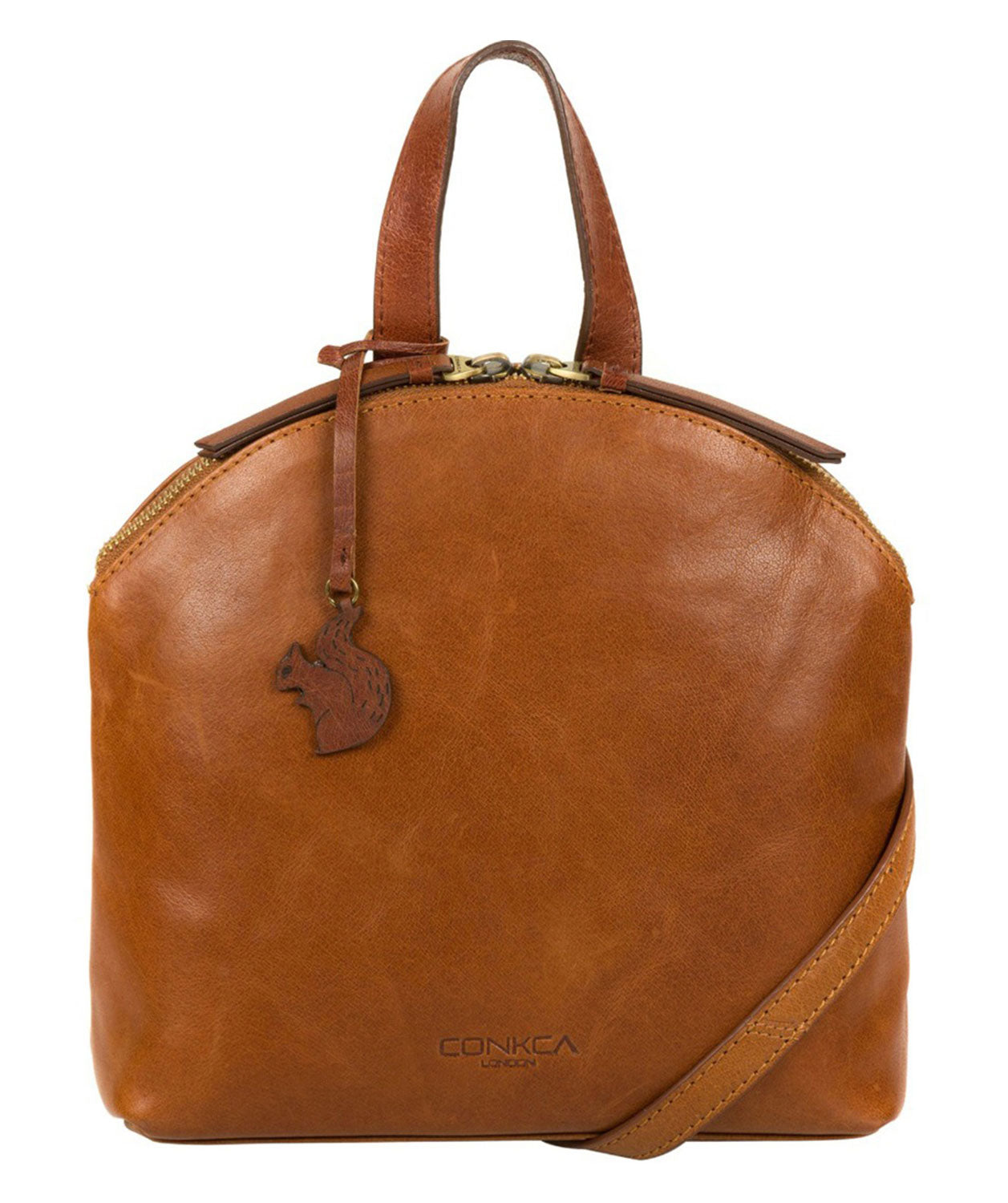 'Ingrid' Dark Tan & Conker Brown Leather Cross Body Bag