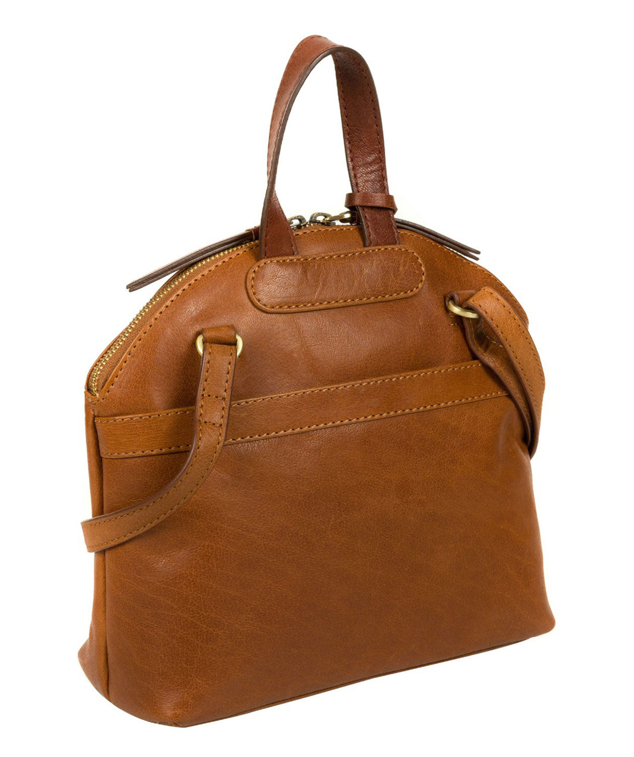 'Ingrid' Dark Tan & Conker Brown Leather Cross Body Bag