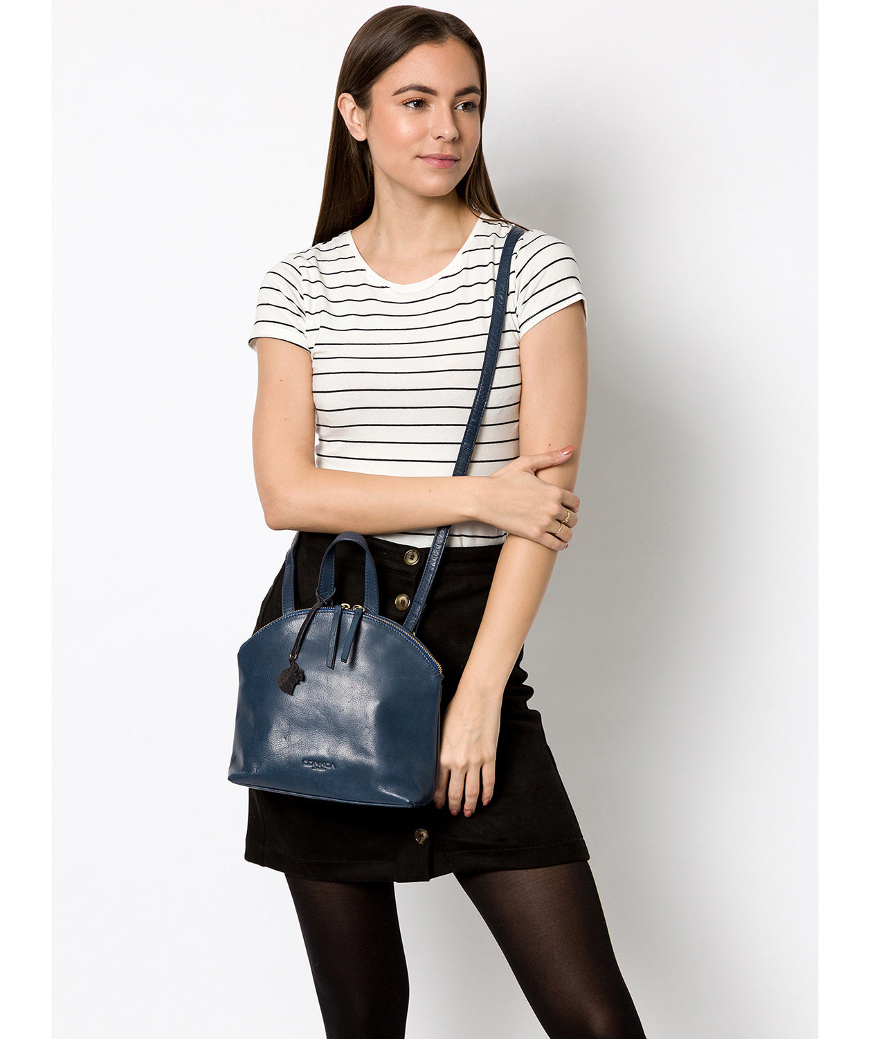 'Ingrid' Snorkel Blue Leather Cross Body Bag image 2