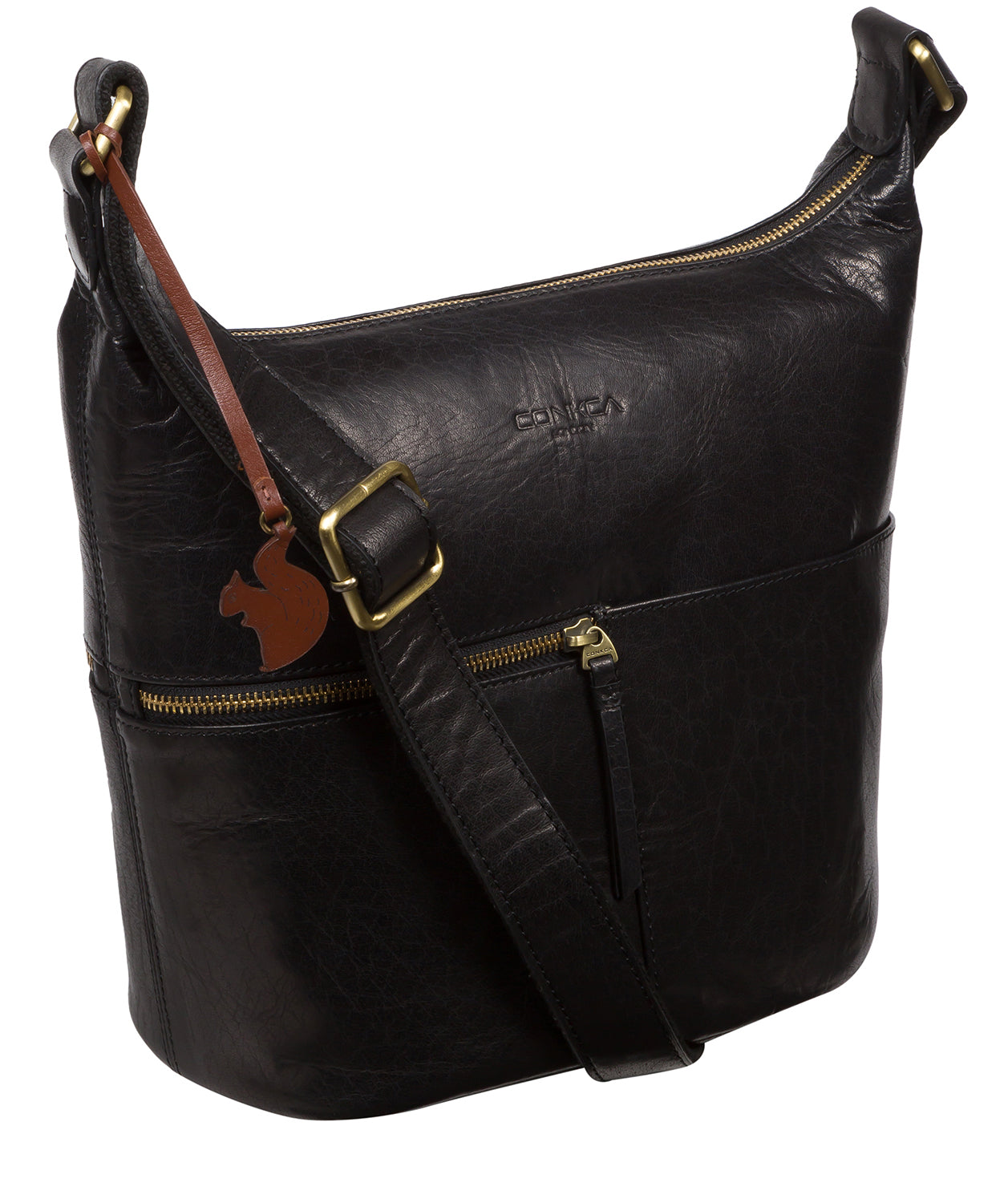 Conkca London Originals Collection #product-type#: 'Kristin' Black Leather Shoulder Bag