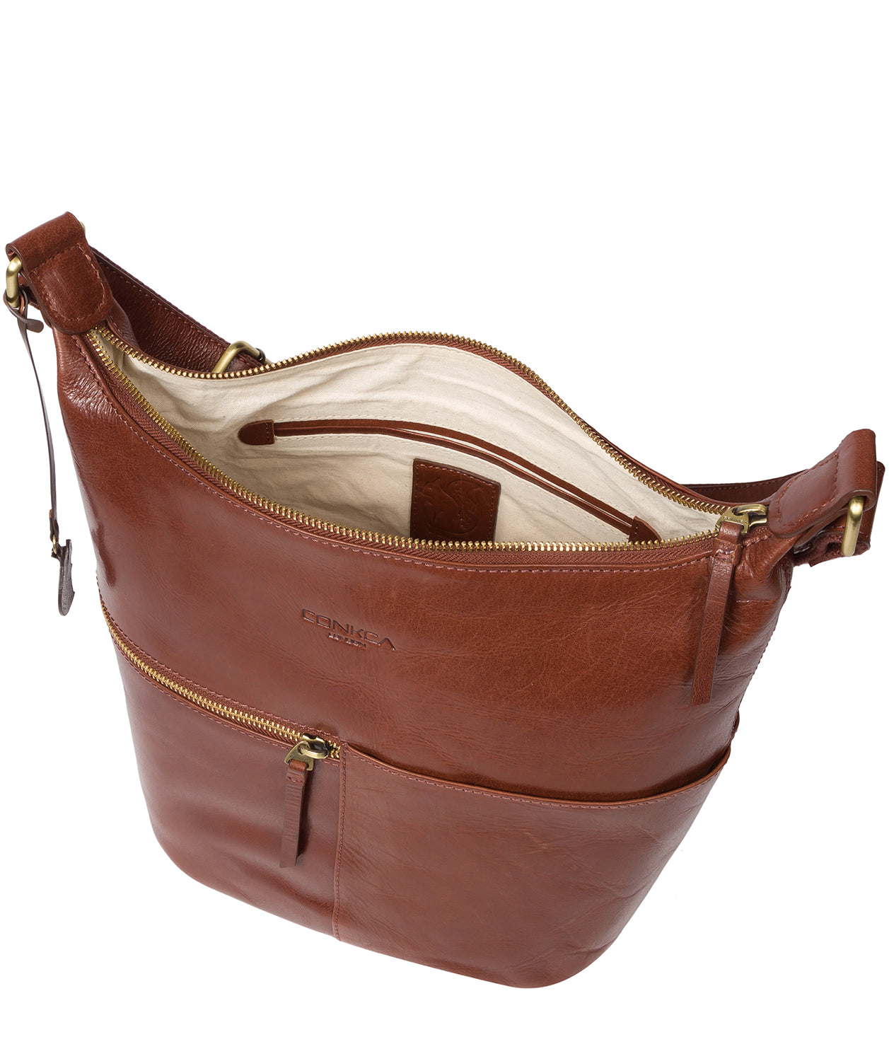'Kristin' Conker Brown Leather Shoulder Bag