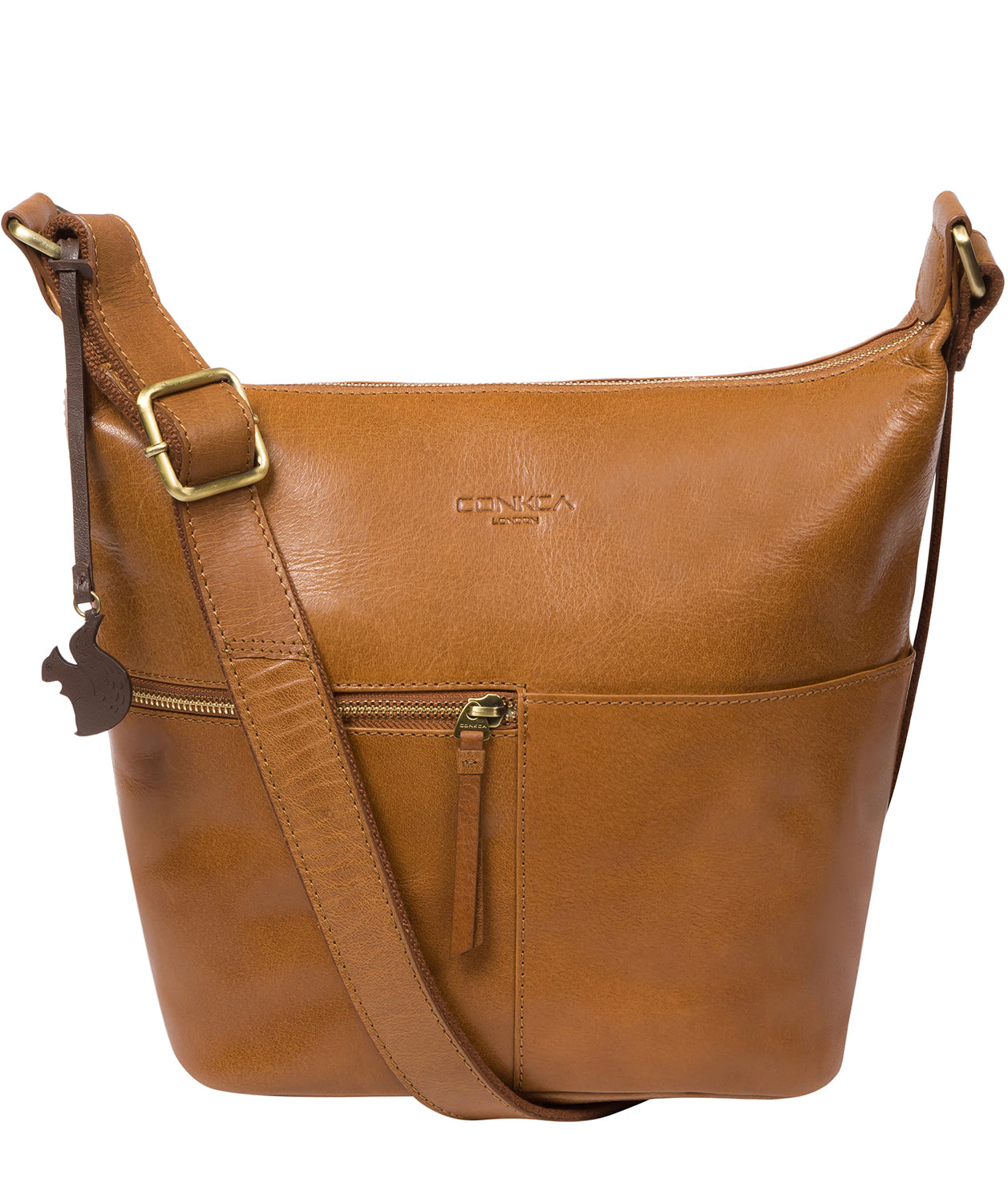 'Kristin' Dark Tan Leather Shoulder Bag