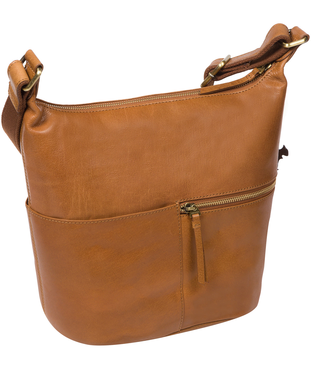 'Kristin' Dark Tan Leather Shoulder Bag