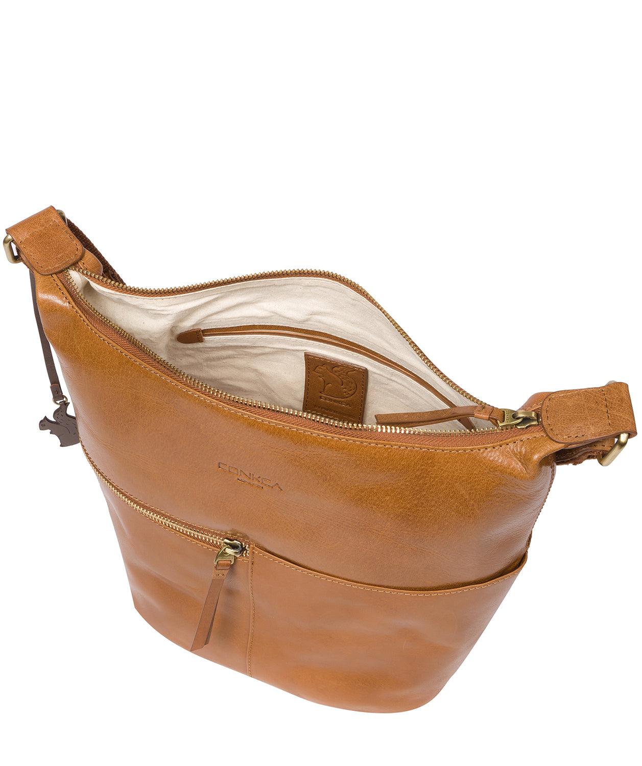 'Kristin' Dark Tan Leather Shoulder Bag