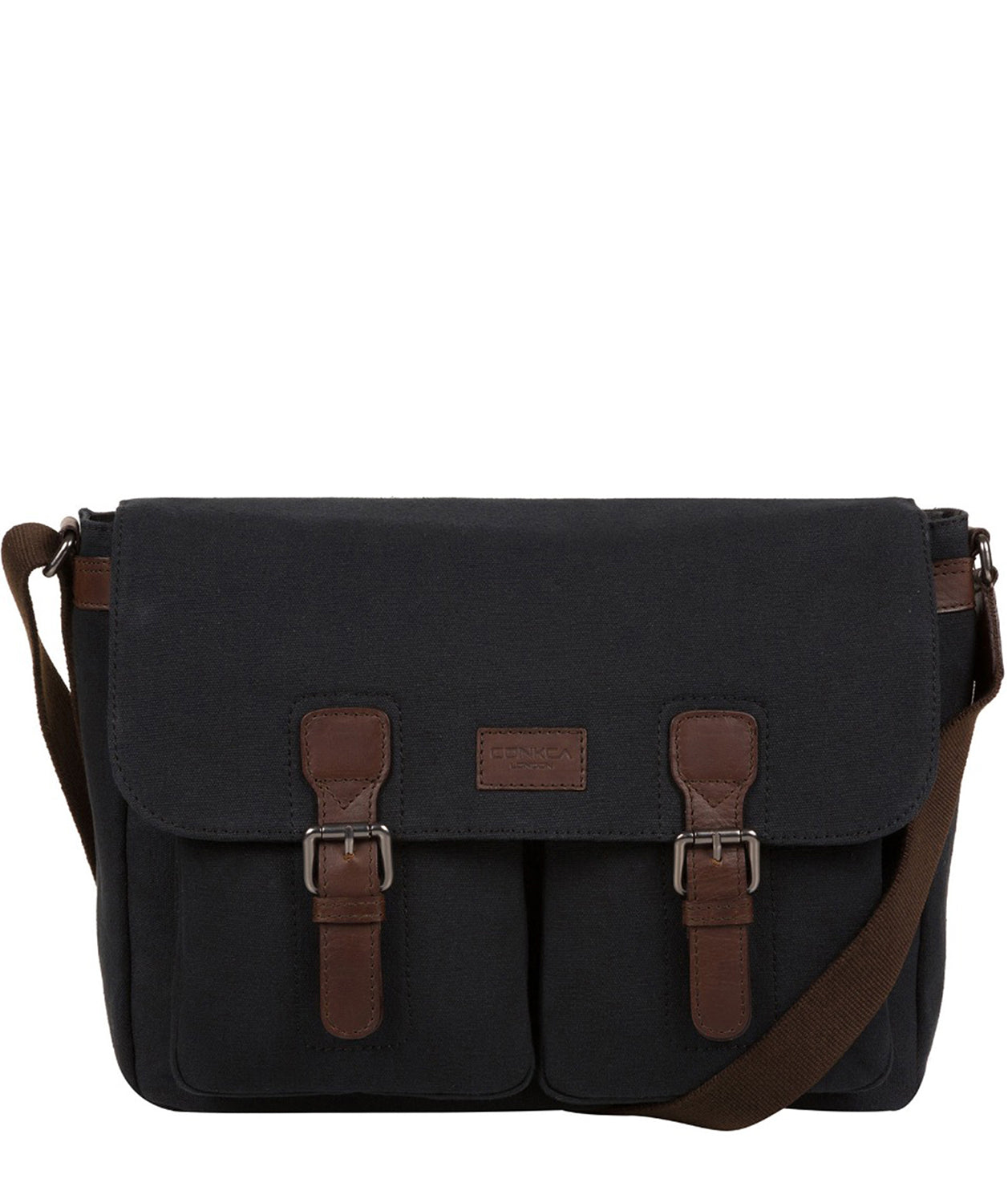 'Newington' Vintage Black Canvas & Leather Messenger Bag image 1