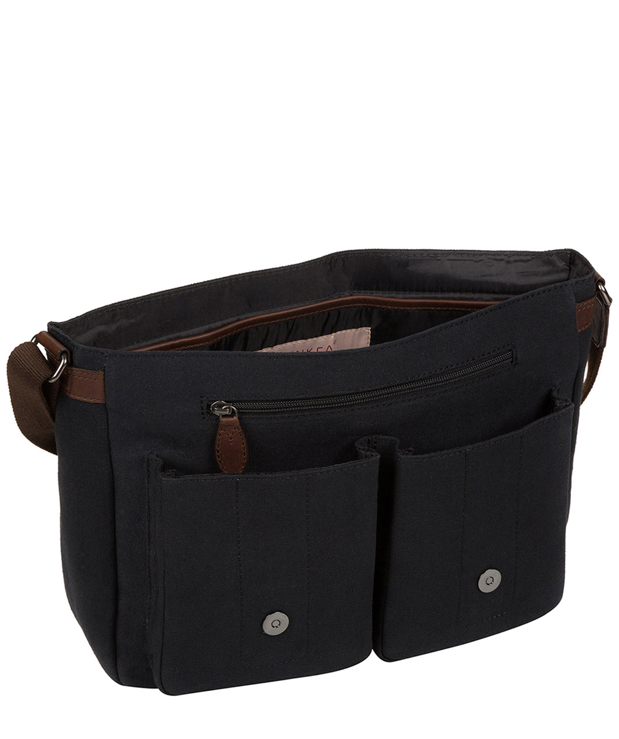 'Newington' Vintage Black Canvas & Leather Messenger Bag image 4