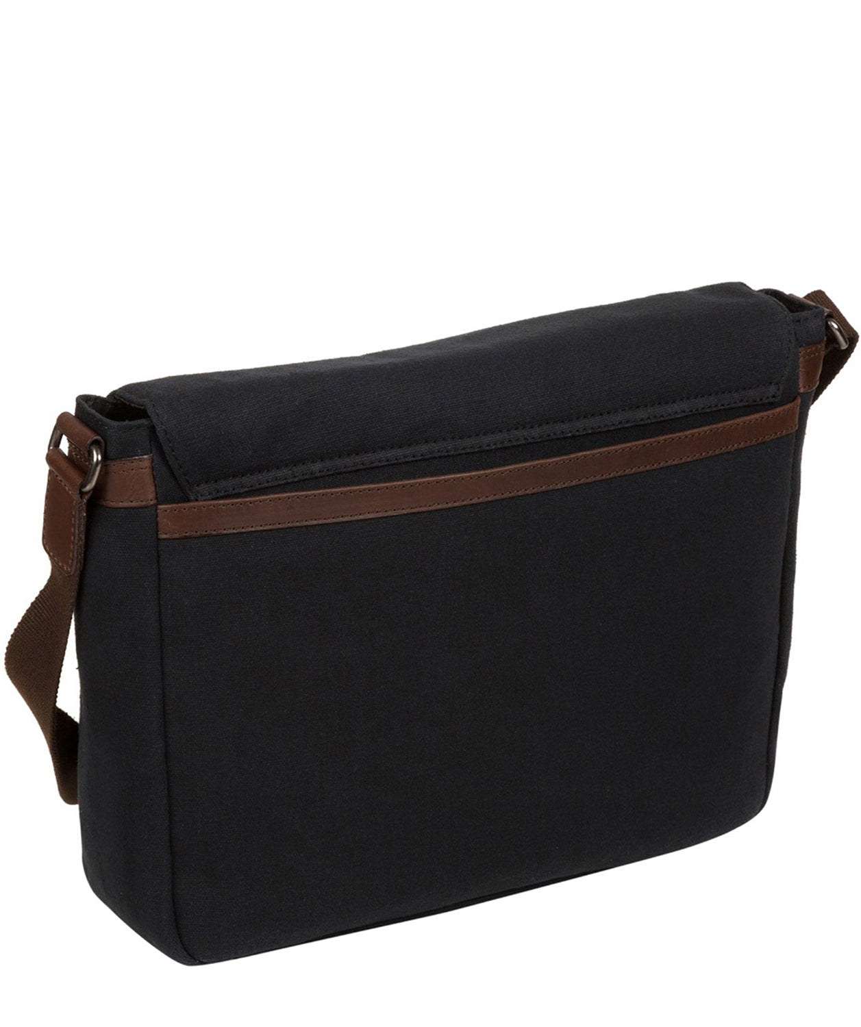 'Newington' Vintage Black Canvas & Leather Messenger Bag image 5