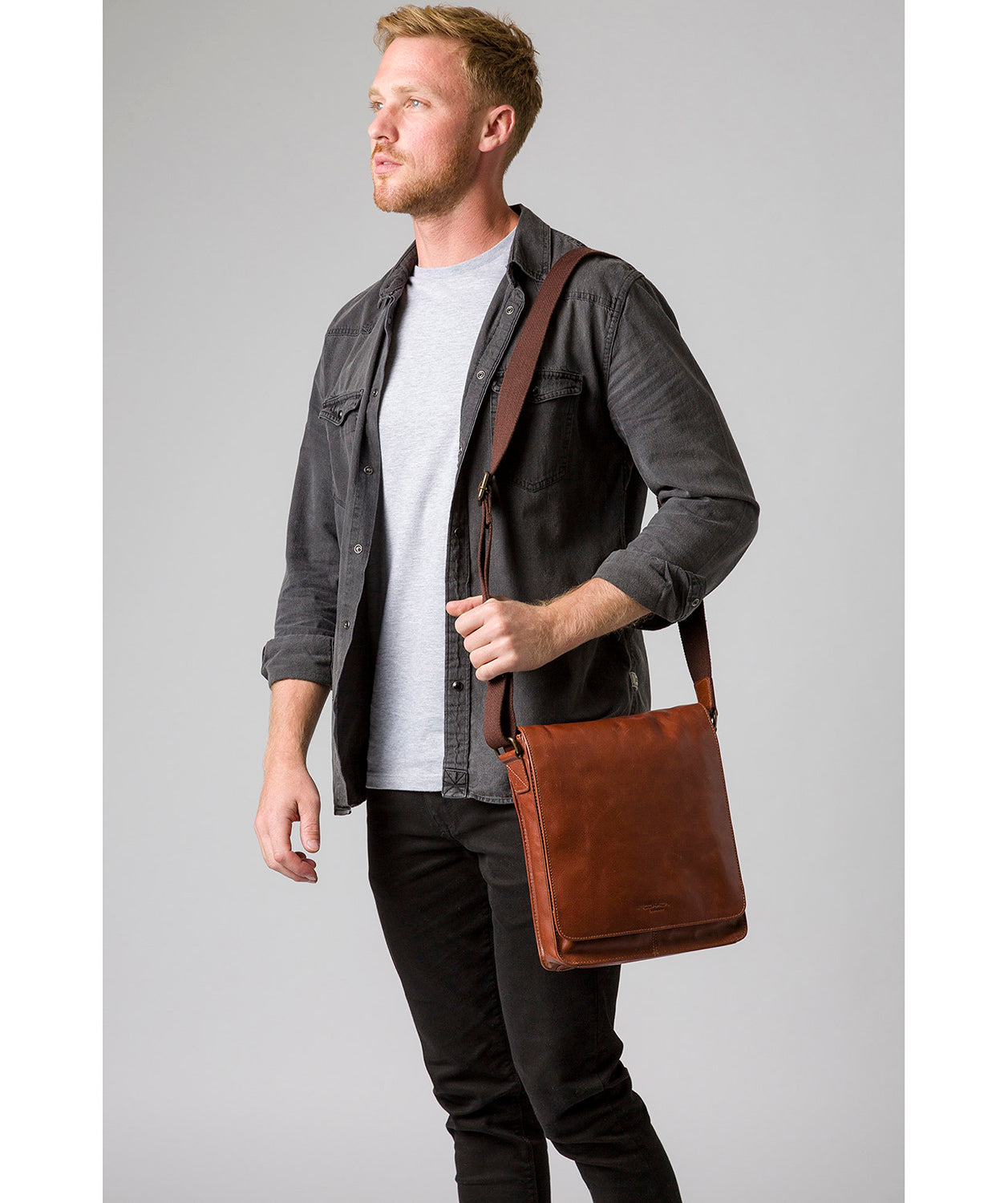 'Bowen' Conker Brown Leather Cross Body Bag image 2