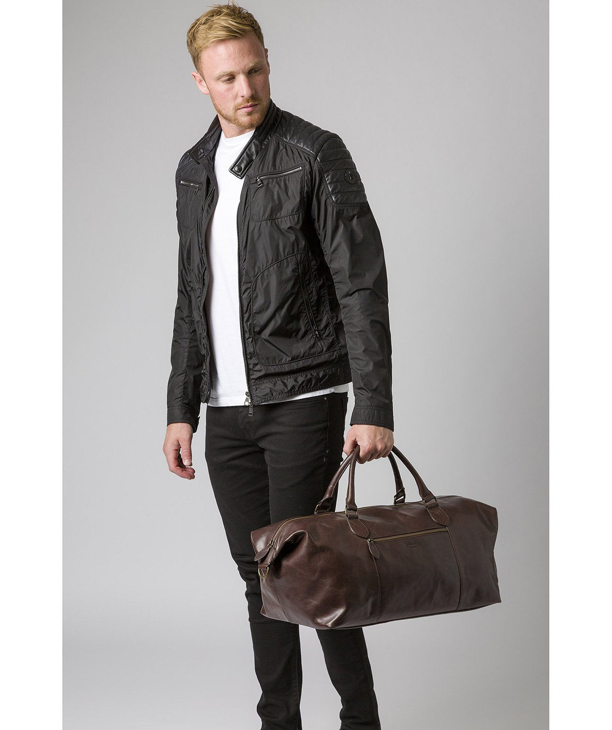 'Storey' Dark Brown Leather Holdall
