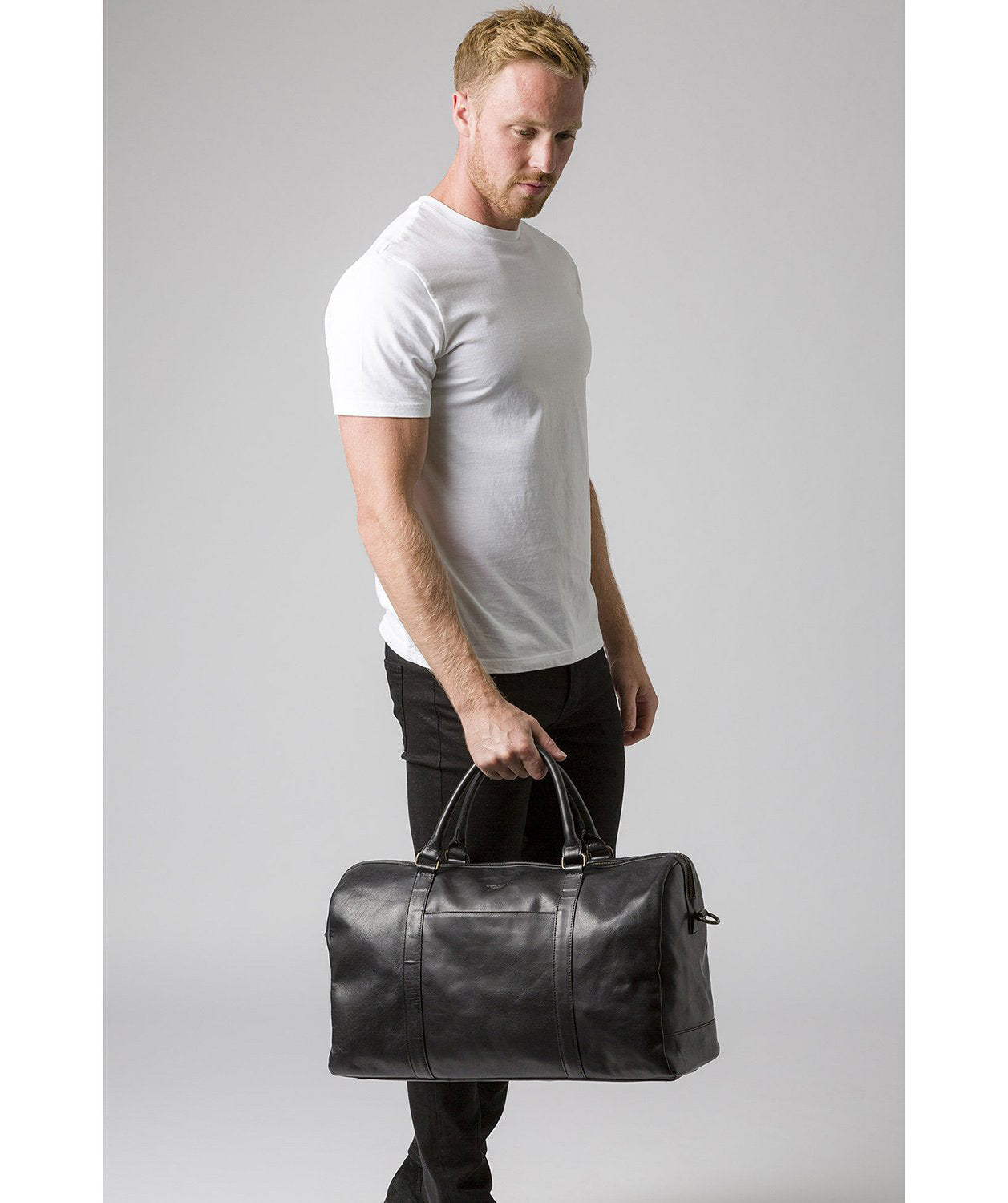 'Orton' Black Leather Holdall