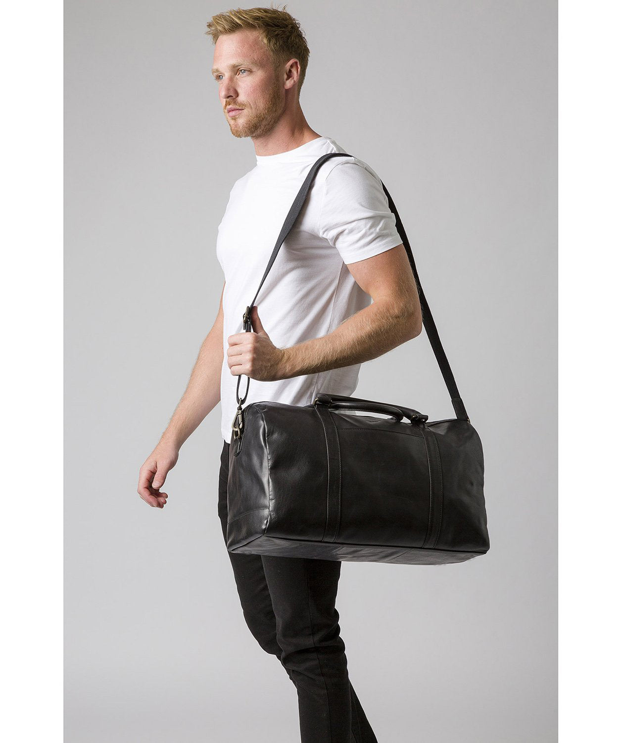 'Orton' Black Leather Holdall