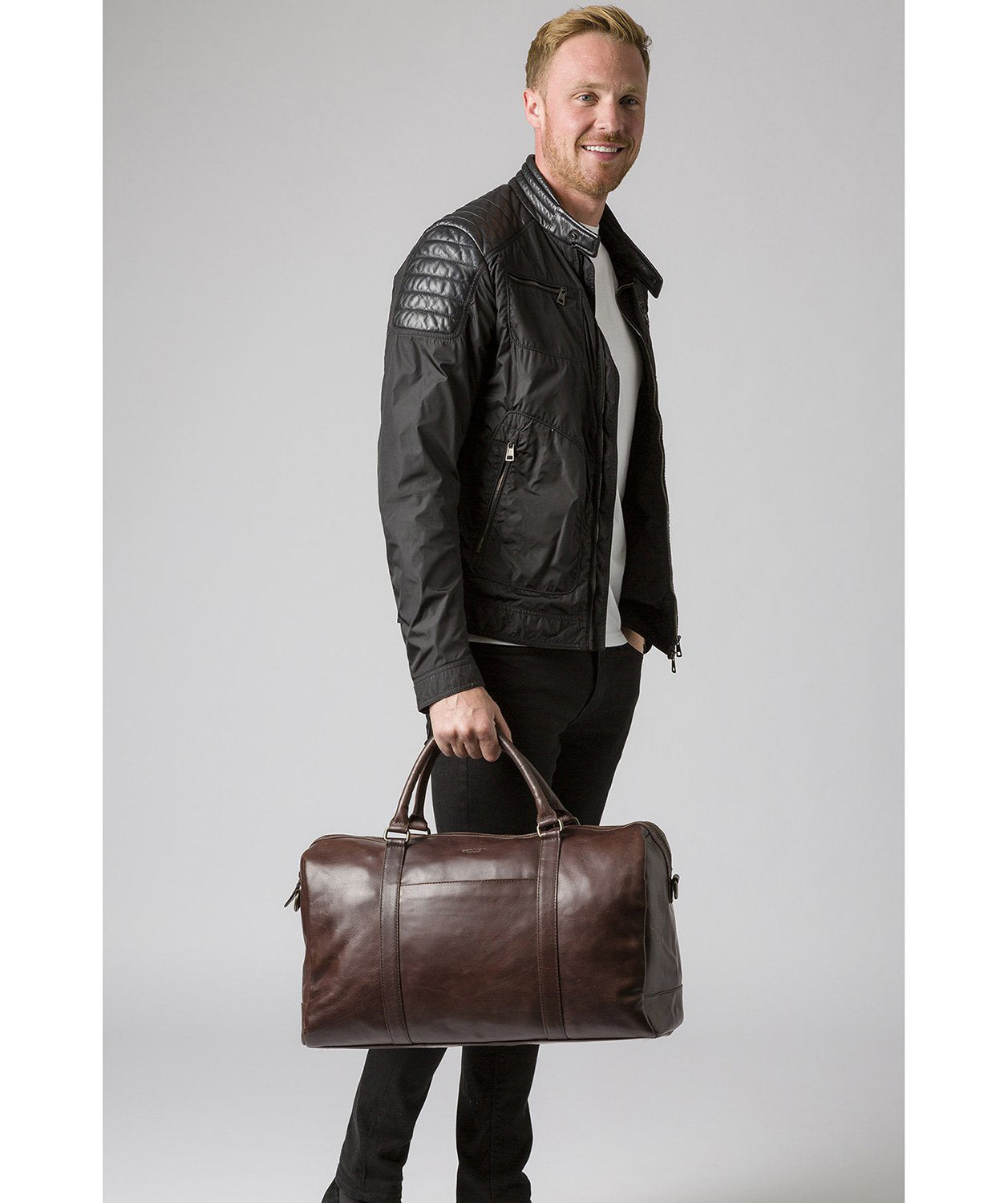 'Orton' Dark Brown Leather Holdall