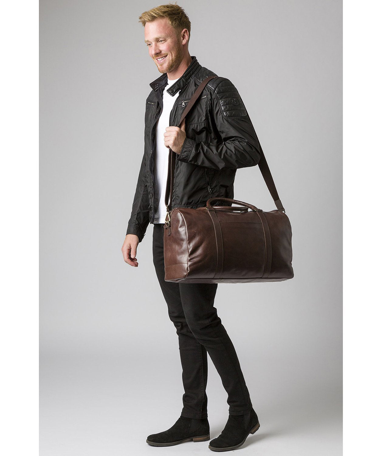 'Orton' Dark Brown Leather Holdall