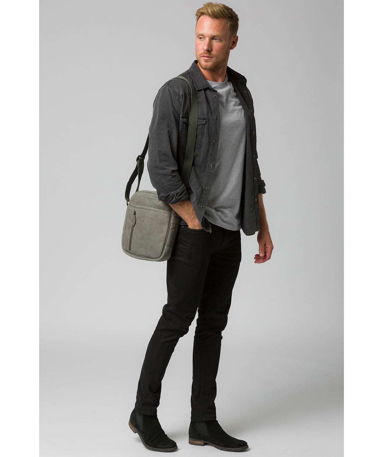 'Lowe' Vintage Grey Leather Despatch Bag image 2