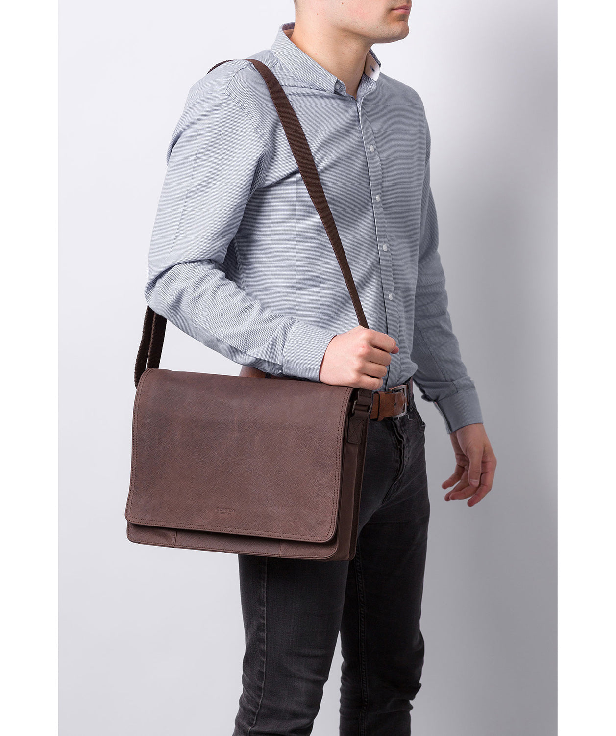 'Bolt' Vintage Brown Leather Messenger Bag image 2