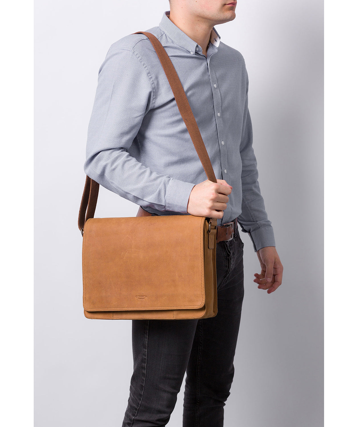'Bolt' Vintage Chestnut Leather Messenger Bag image 2