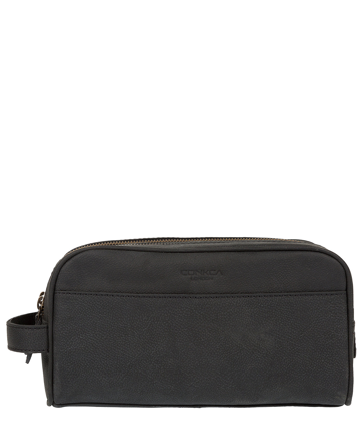 'Rudkin' Vintage Black Leather Washbag