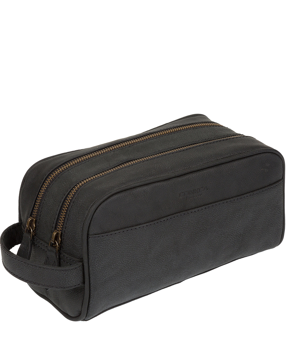 'Rudkin' Vintage Black Leather Washbag