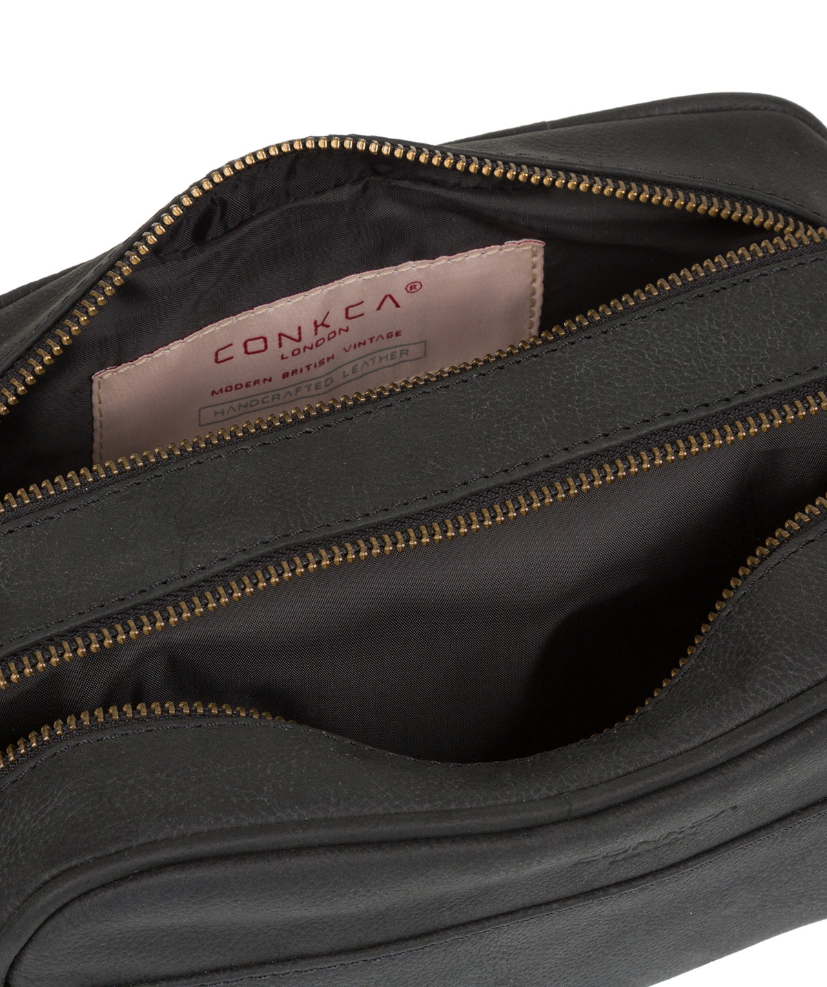 'Rudkin' Vintage Black Leather Washbag