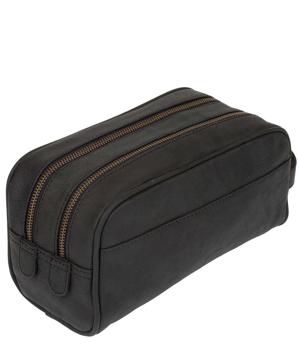 'Rudkin' Vintage Black Leather Washbag