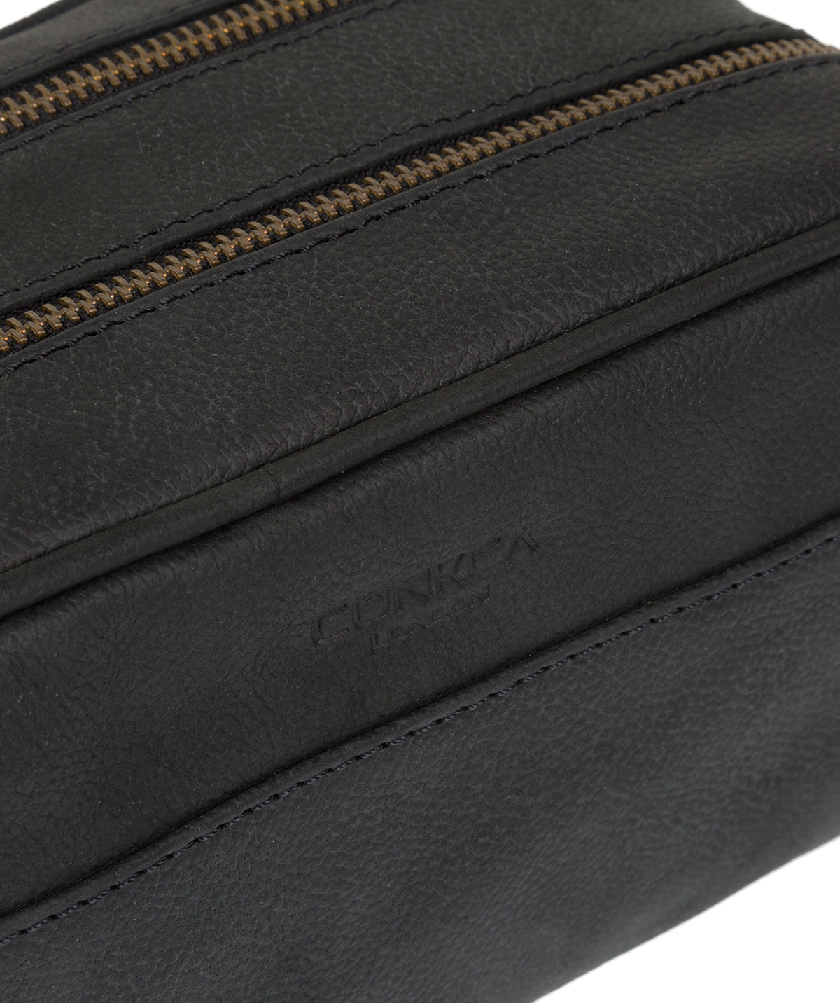 'Rudkin' Vintage Black Leather Washbag