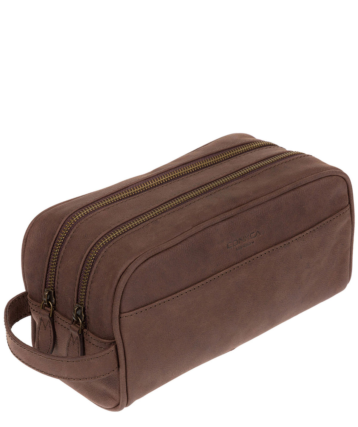 'Rudkin' Vintage Brown Leather Washbag