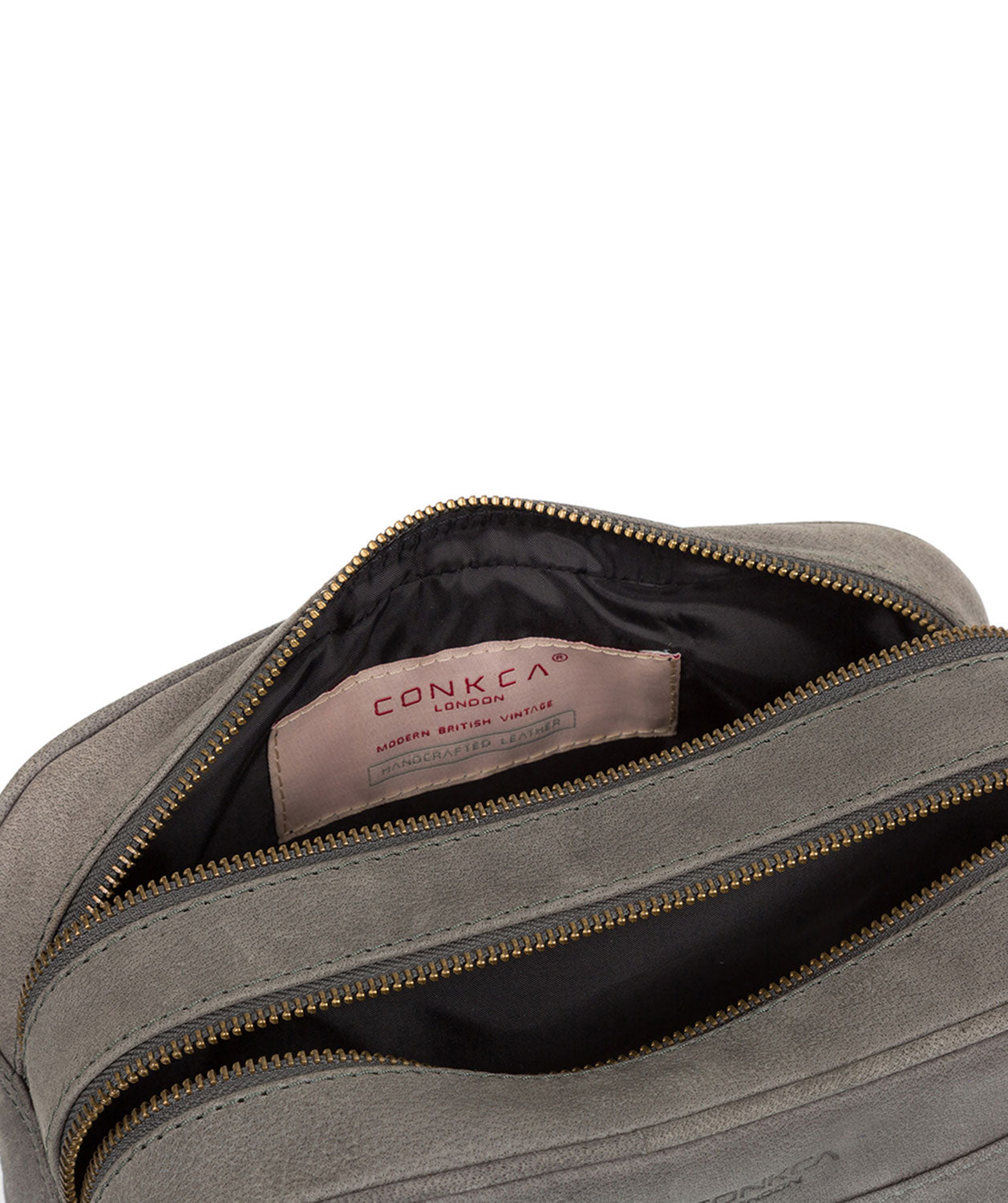 'Rudkin' Vintage Grey Leather Washbag