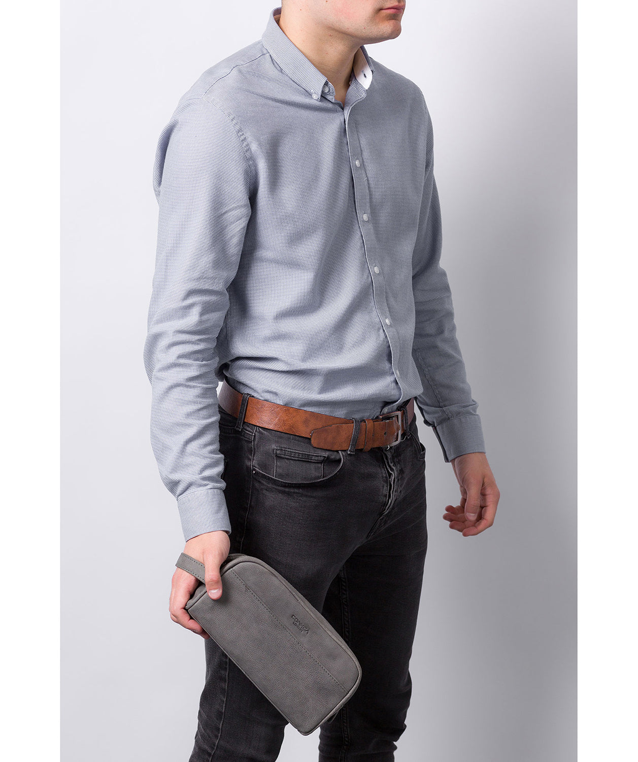 'Rudkin' Vintage Grey Leather Washbag image 2