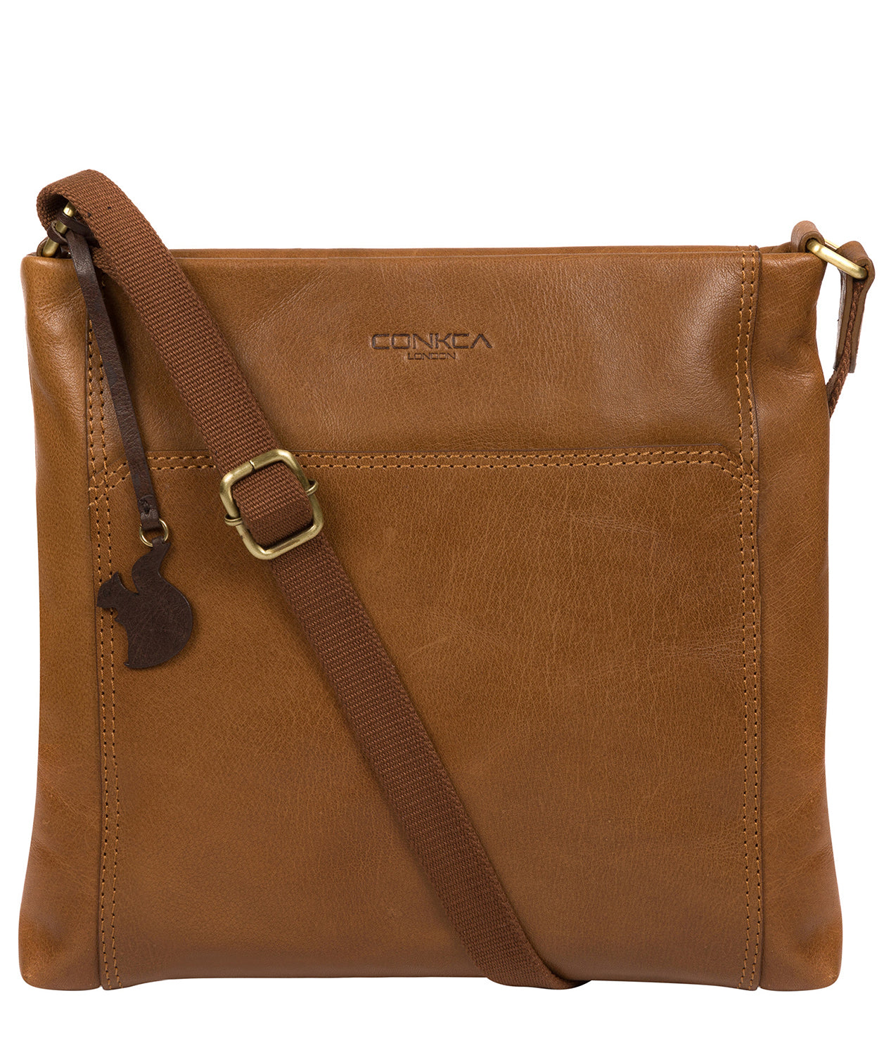 'Lina' Dark Tan Leather Cross Body Bag image 1