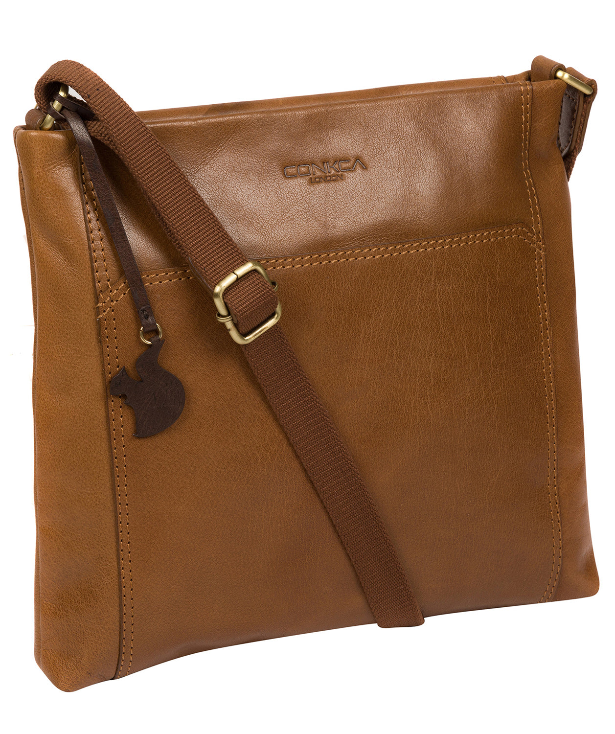 'Lina' Dark Tan Leather Cross Body Bag image 5