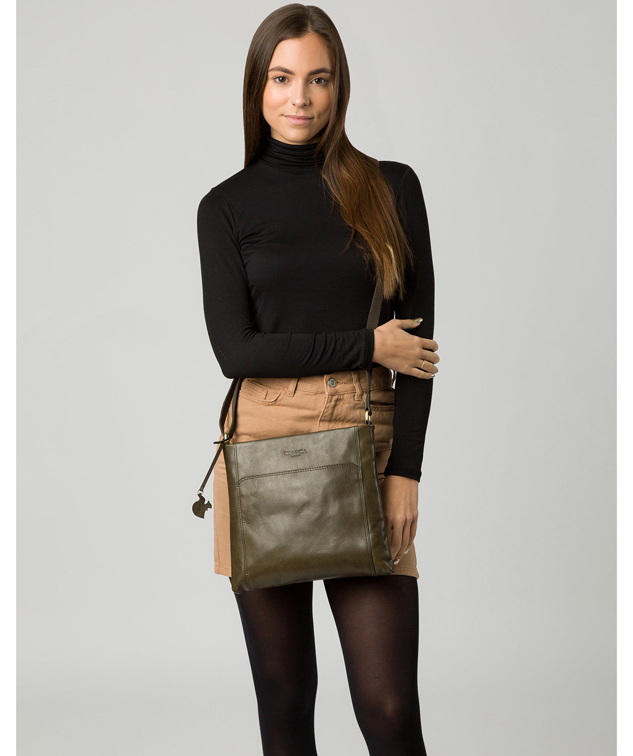'Lina' Olive Leather Cross Body Bag image 2