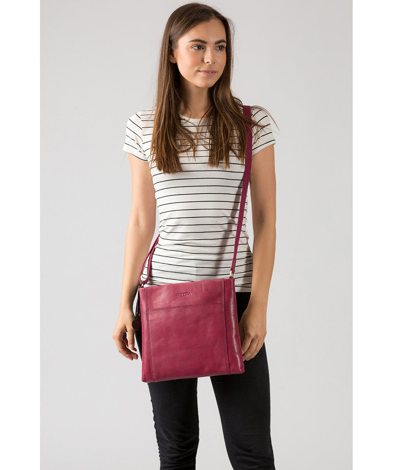 'Lina' Orchid Leather Cross Body Bag image 2