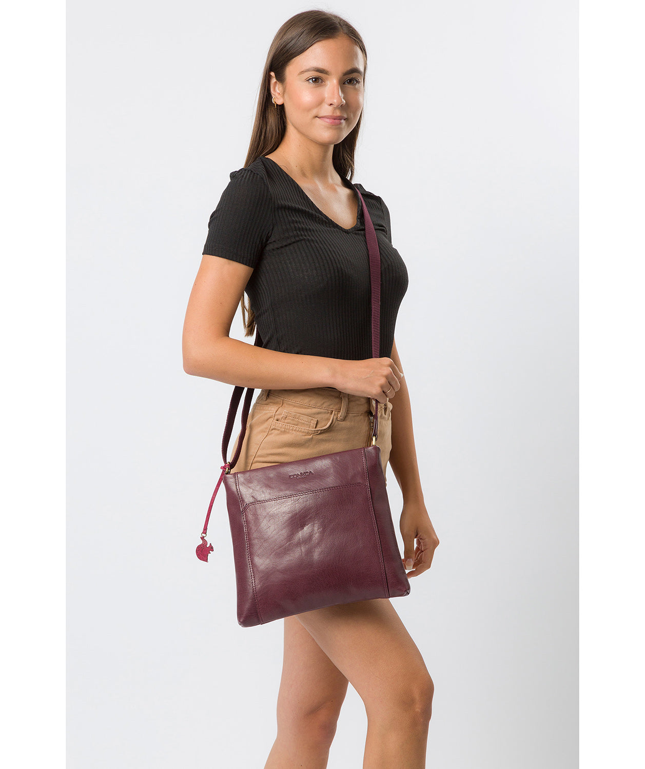 'Lina' Plum Leather Cross Body Bag image 2