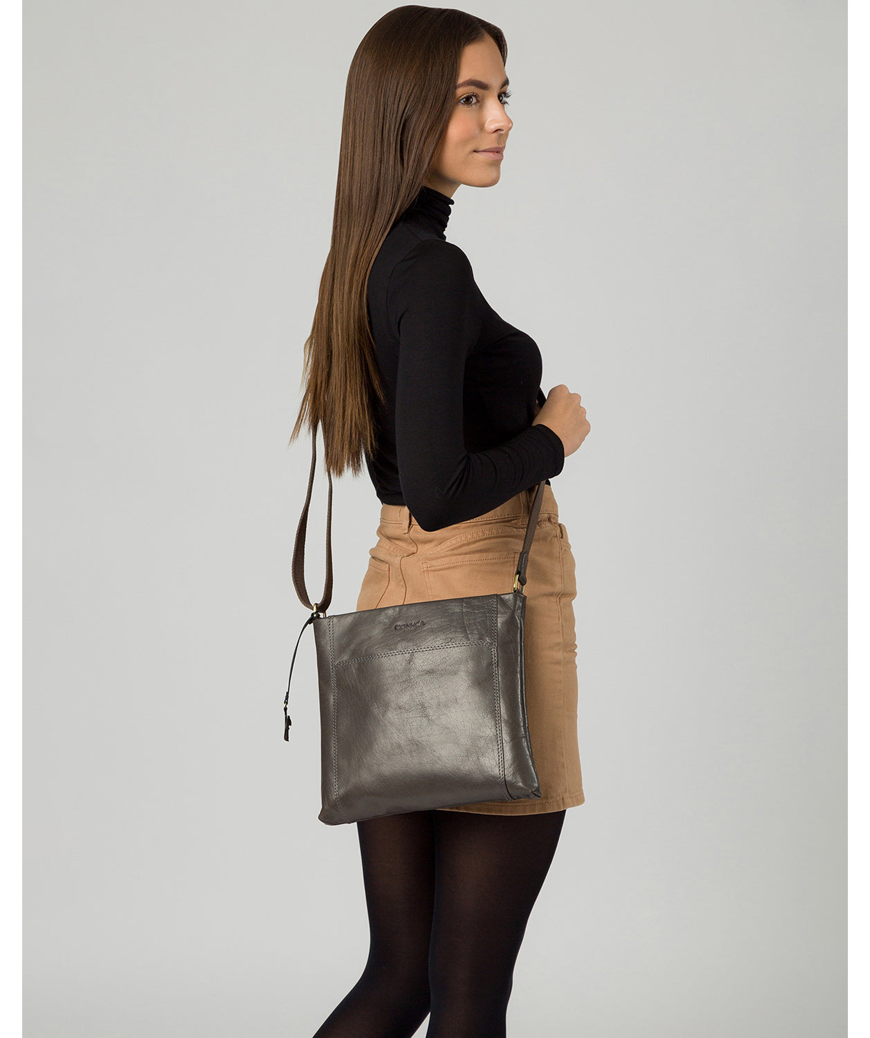 'Lina' Slate Leather Cross Body Bag image 2