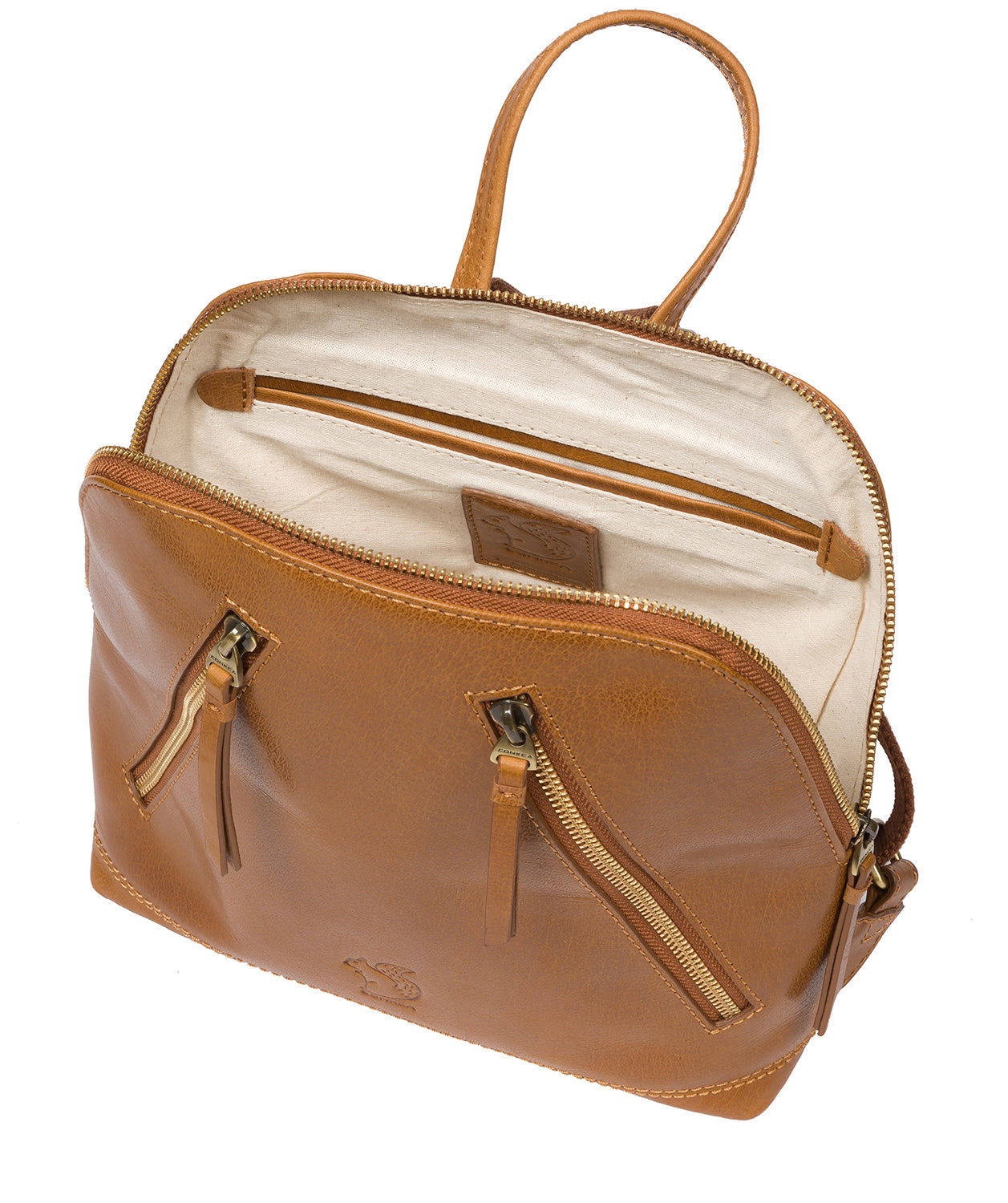 'Zoe' Dark Tan Leather Backpack