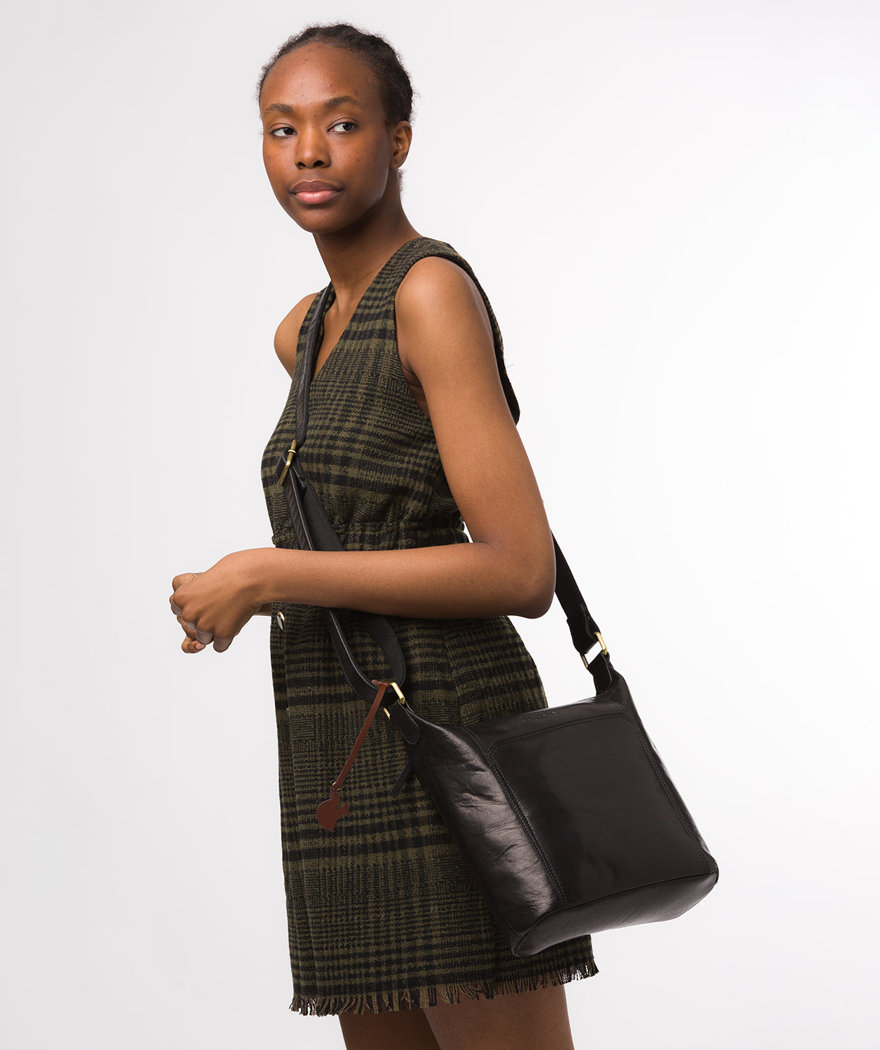 Conkca London Originals Collection #product-type#: 'Yasmin' Black Leather Cross Body Bag