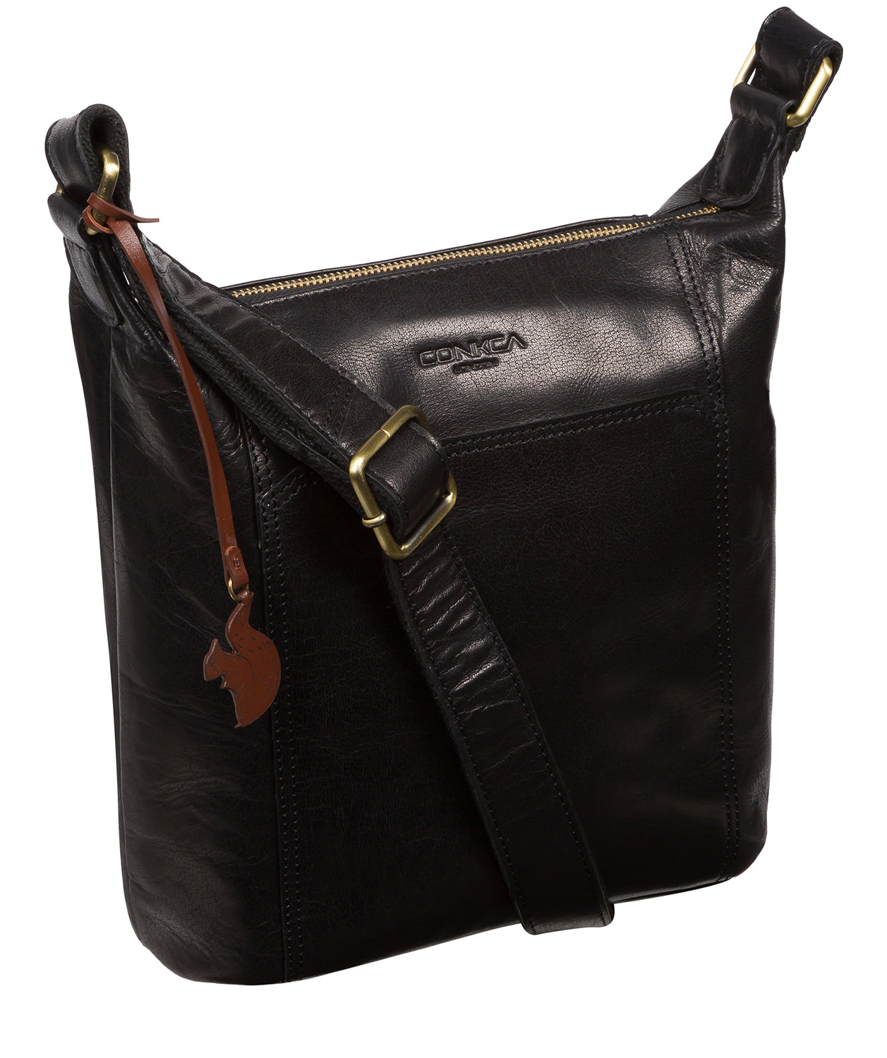 Conkca London Originals Collection #product-type#: 'Yasmin' Black Leather Cross Body Bag